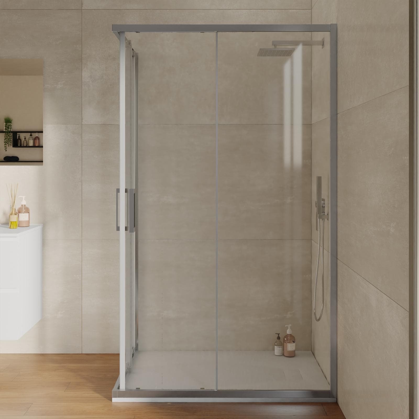 Box doccia 90x120 cm angolare scorrevole vetro trasparente anticalcare profilo cromo 195h - Moritz