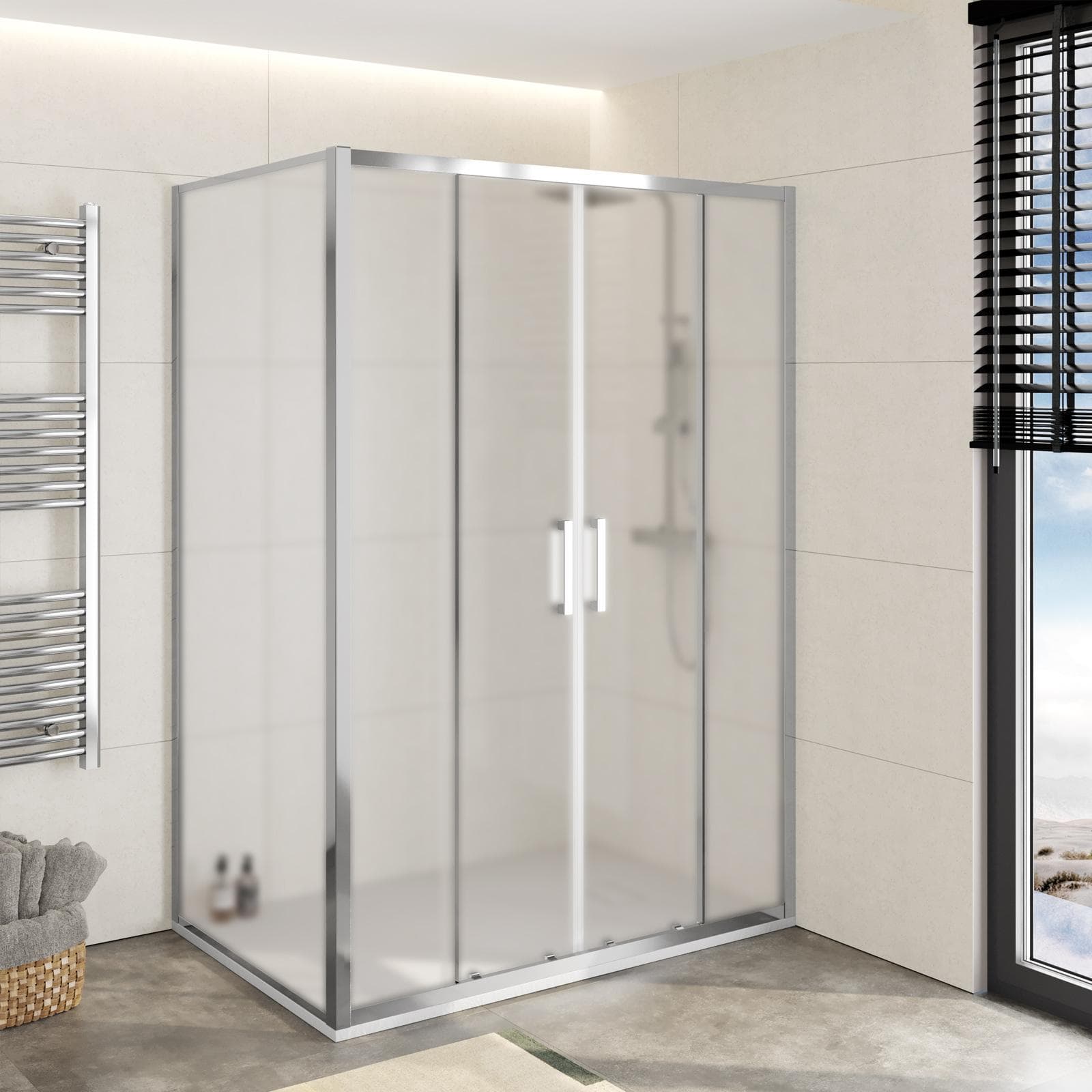 Box doccia 90x120 cm doppio scorrevole vetro opaco profilo cromo 195h - Moritz