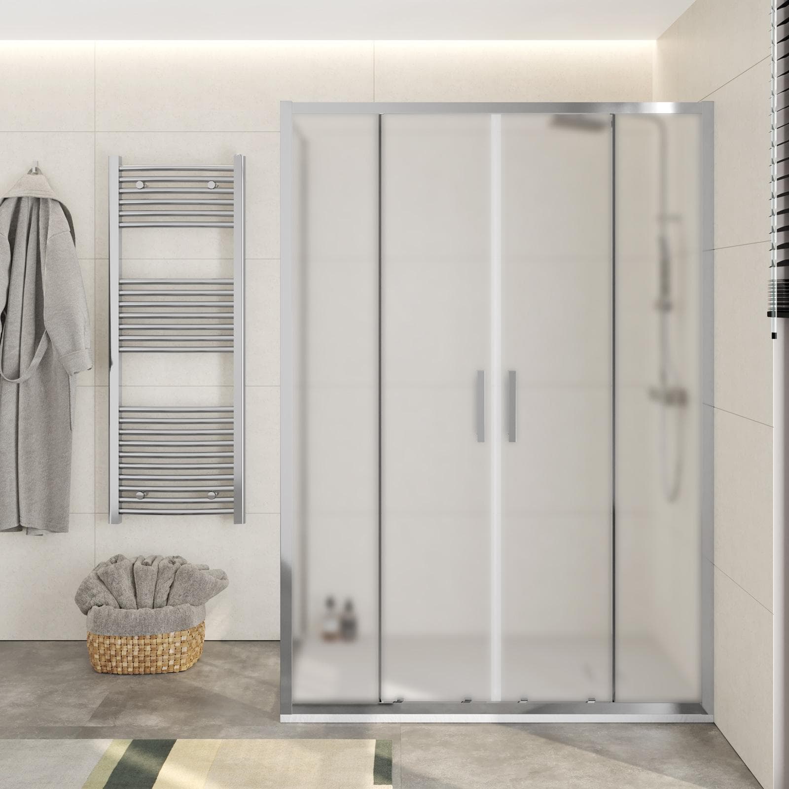 Box doccia 90x120 cm doppio scorrevole vetro opaco profilo cromo 195h - Moritz