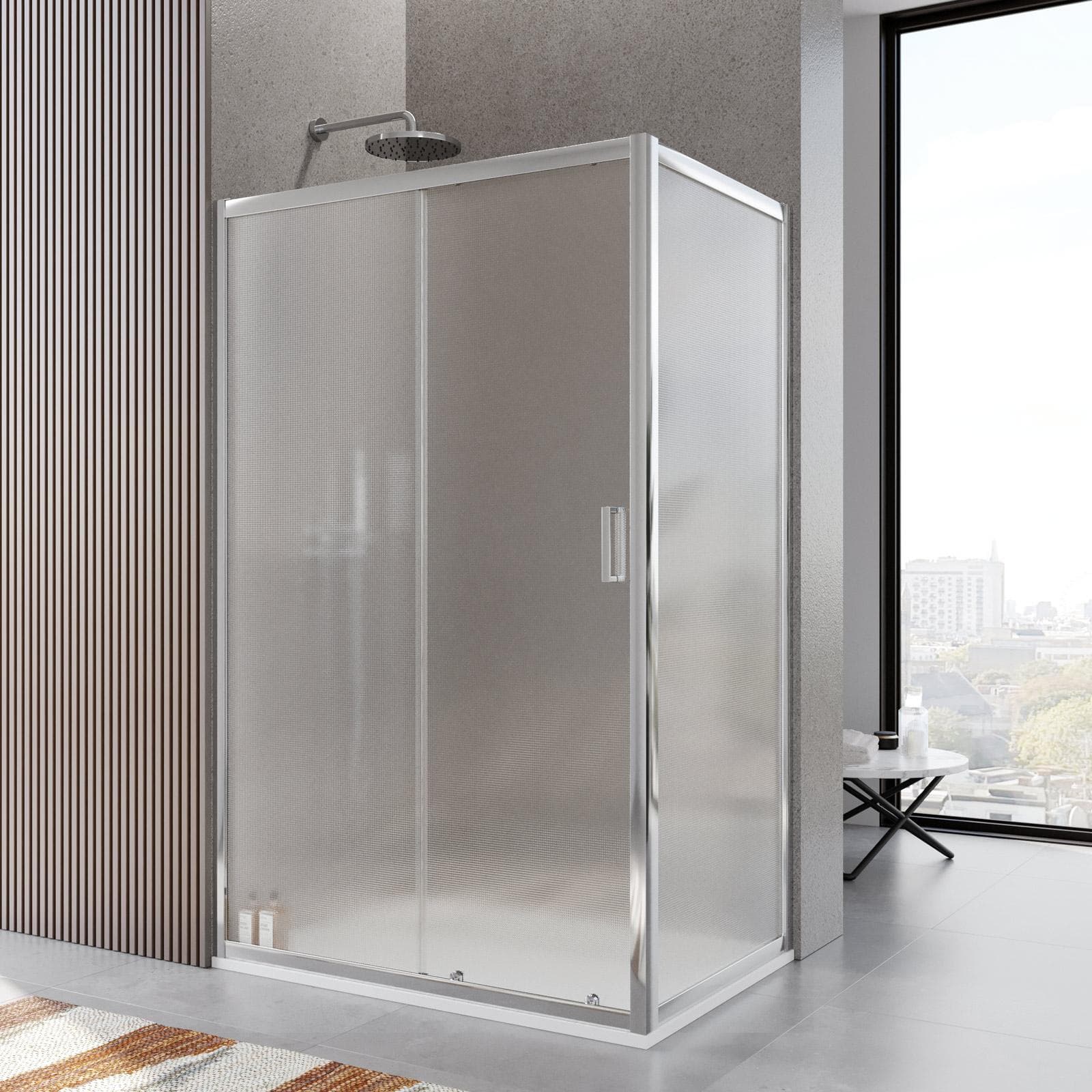Box doccia 90x120 cm scorrevole vetro temperato 6mm stampato 185h - Young