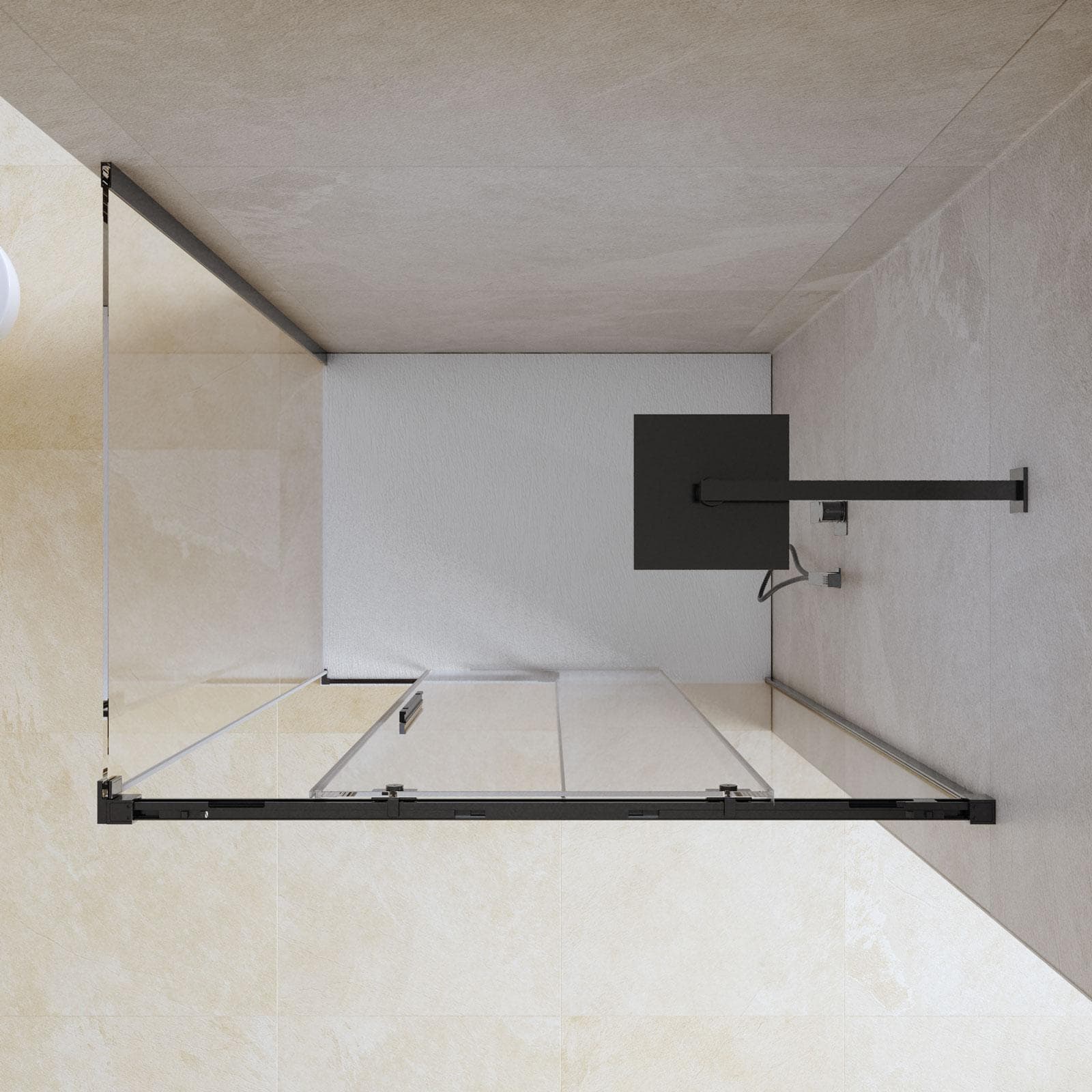 Box doccia 90x120 cm scorrevole vetro anticalcare 8 mm trasparente profilo nero spazzolato 200 h - Alissa