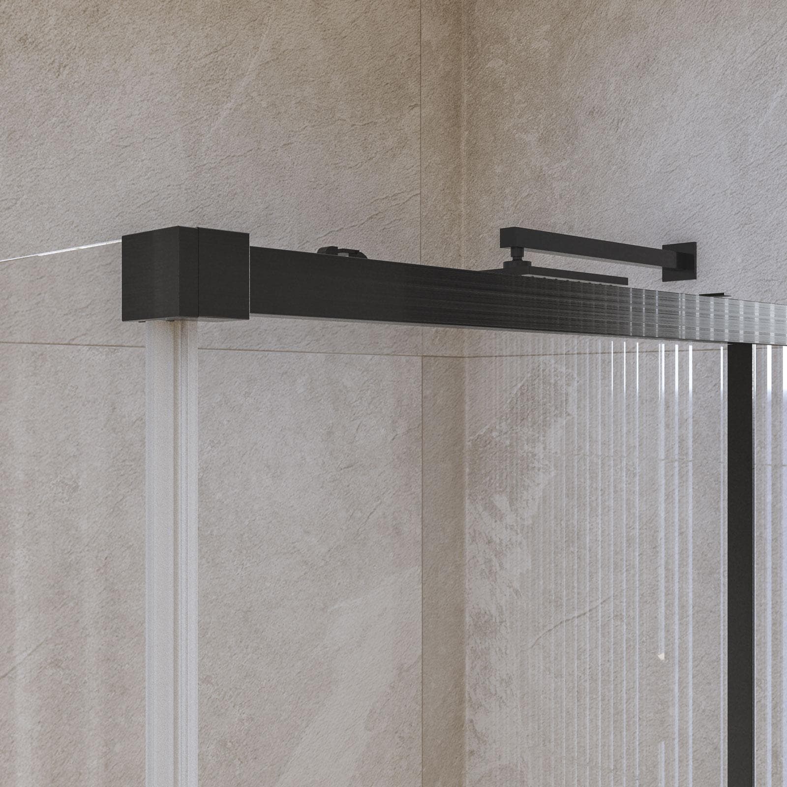 Box doccia 90x120 cm scorrevole vetro anticalcare 8 mm trasparente profilo nero spazzolato 200 h - Alissa