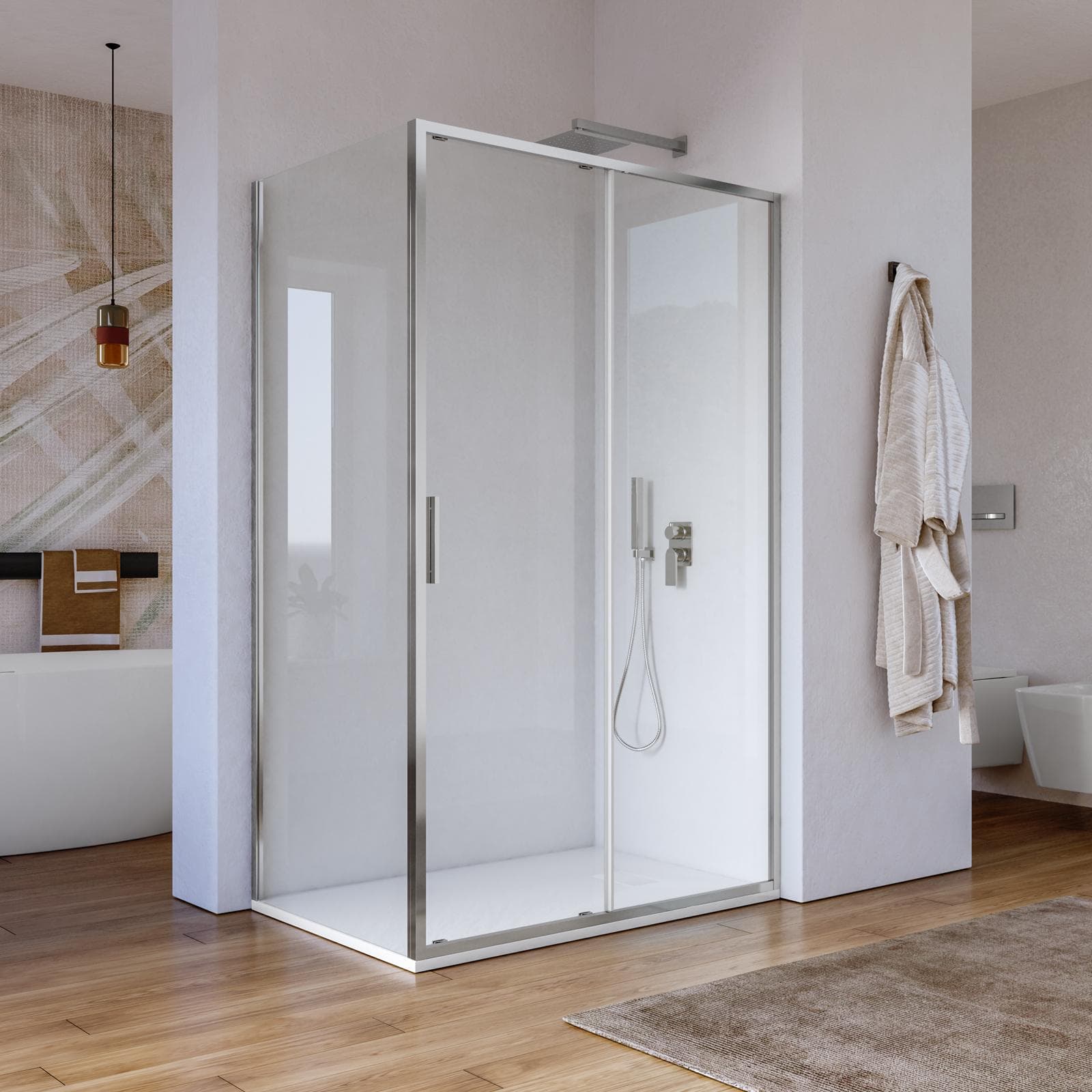 Box doccia 90x120 cm scorrevole vetro trasparente e profilo cromo 195h - Glide