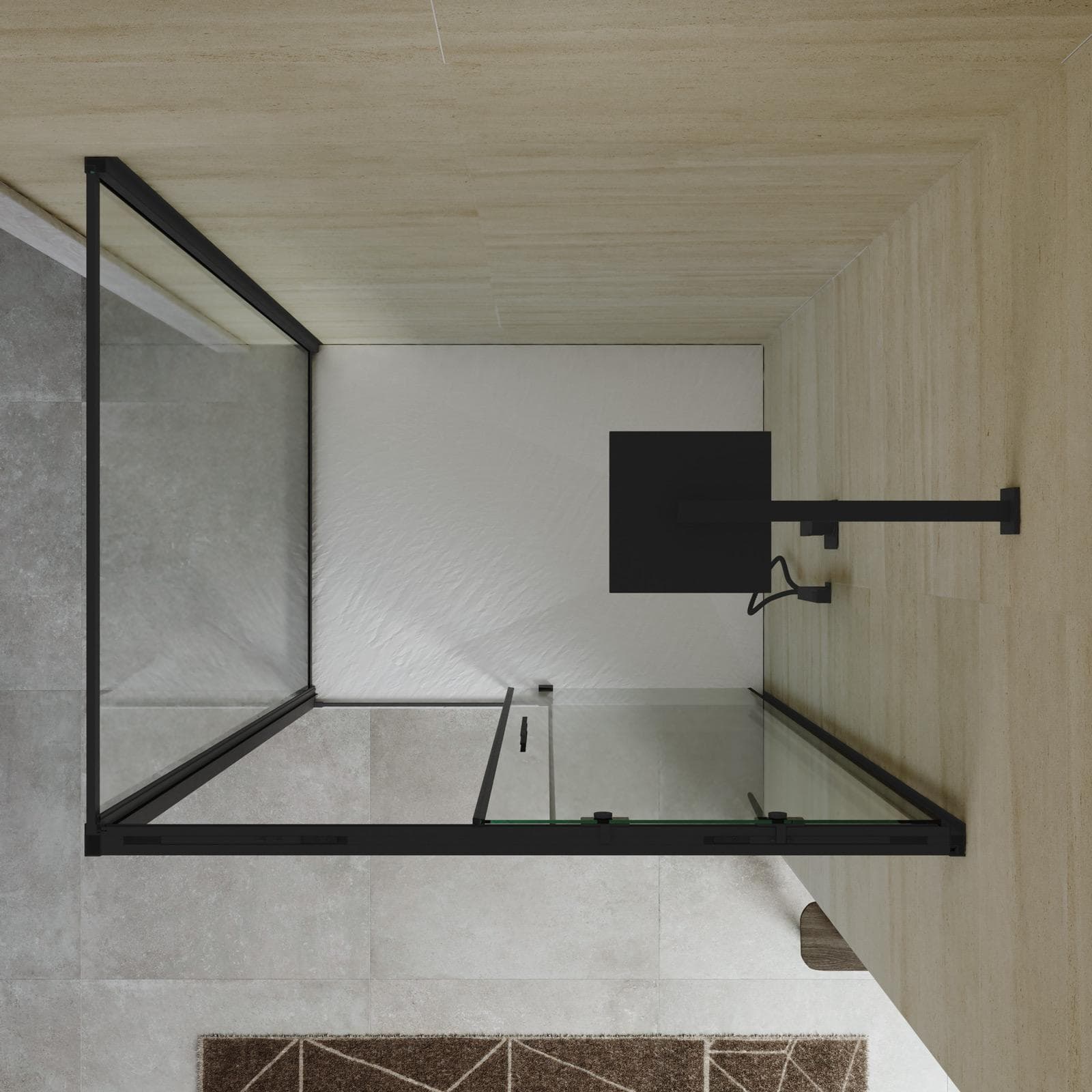 Box doccia 90x120 cm scorrevole vetro trasparente e profilo nero opaco 195h - Silent