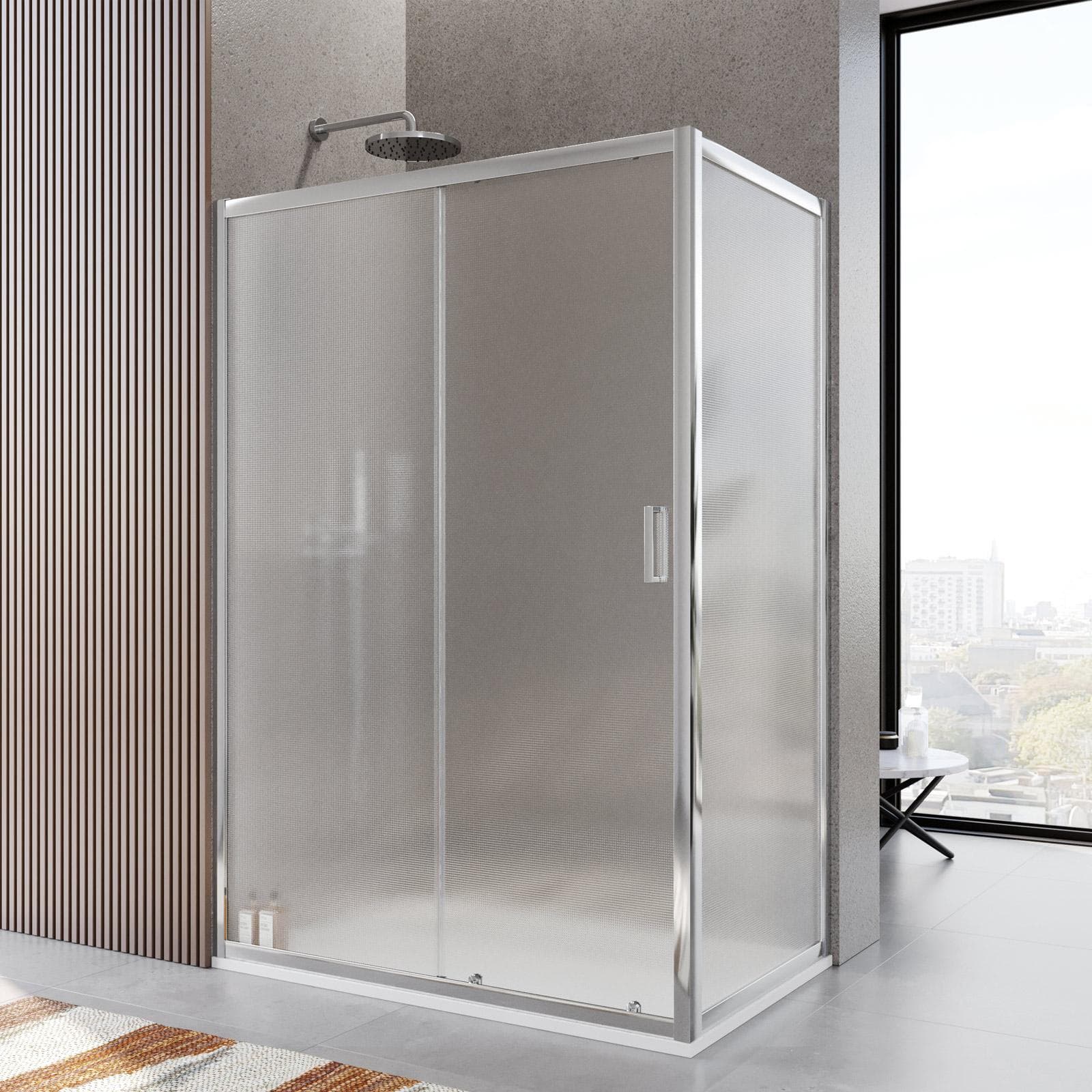 Box doccia 90x130 cm scorrevole vetro temperato 6mm stampato 185h - Young