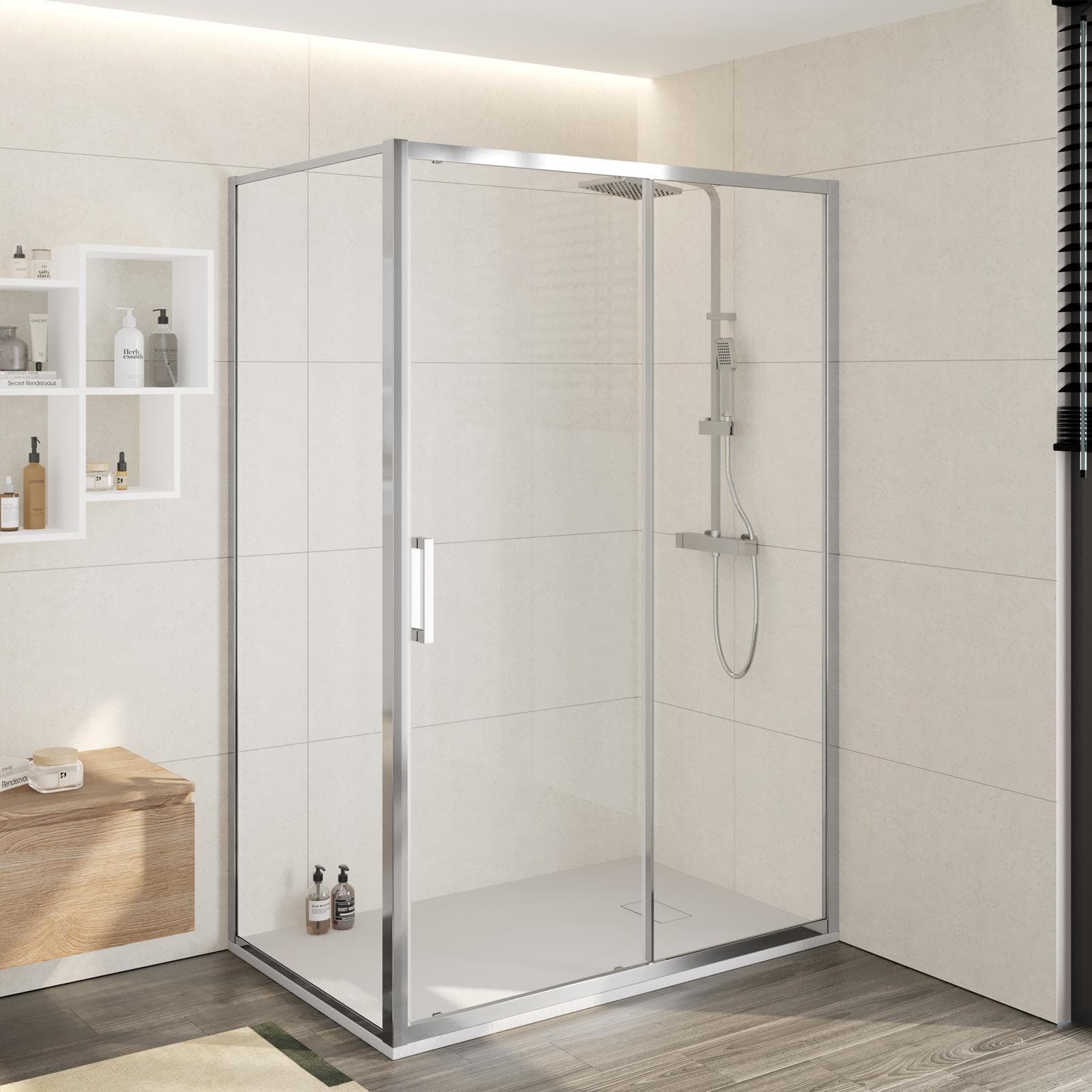 Box doccia 90x135 cm scorrevole vetro trasparente anticalcare profilo cromo 195h - Moritz