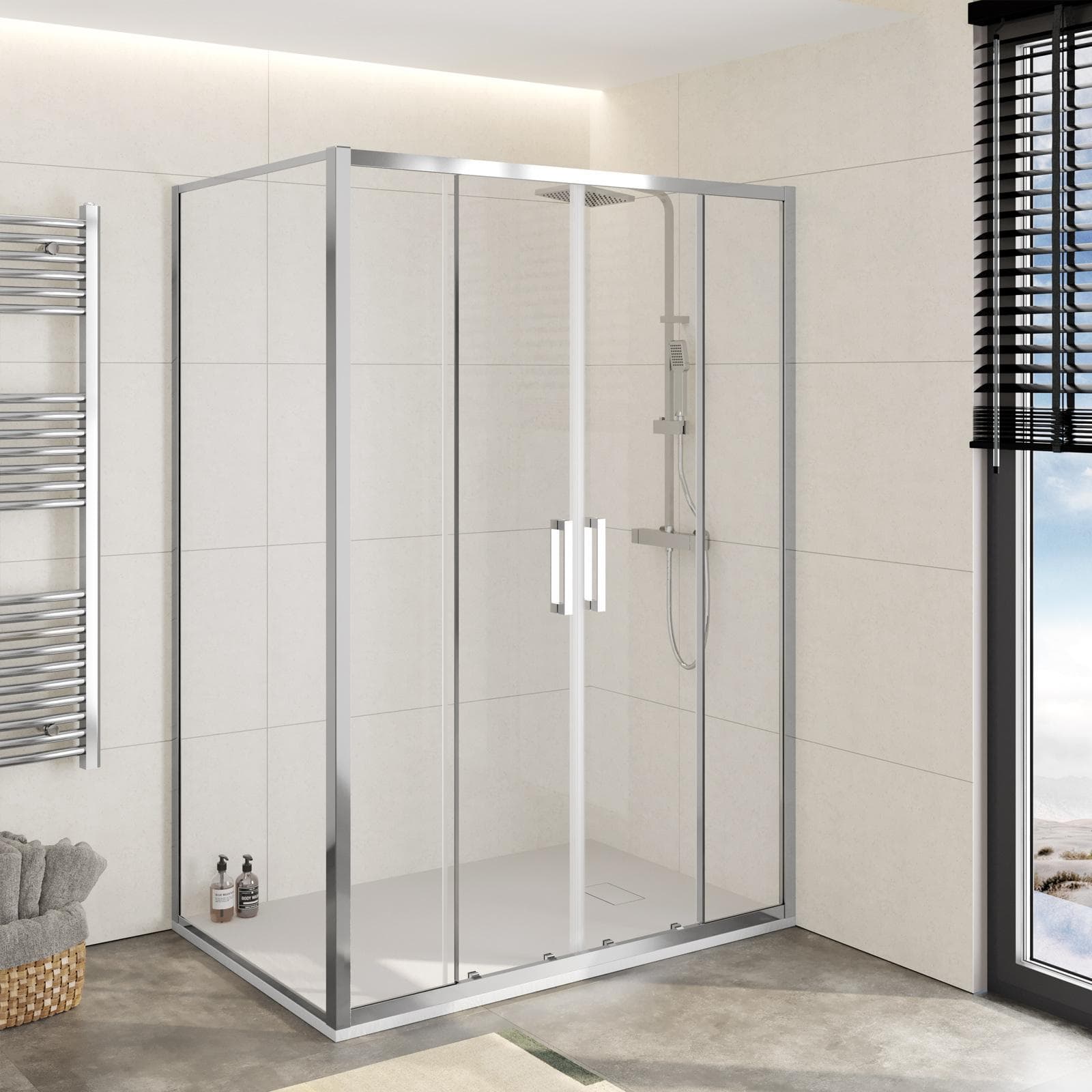 Box doccia 90x140 cm doppio scorrevole vetro trasparente anticalcare profilo cromo 195h - Moritz