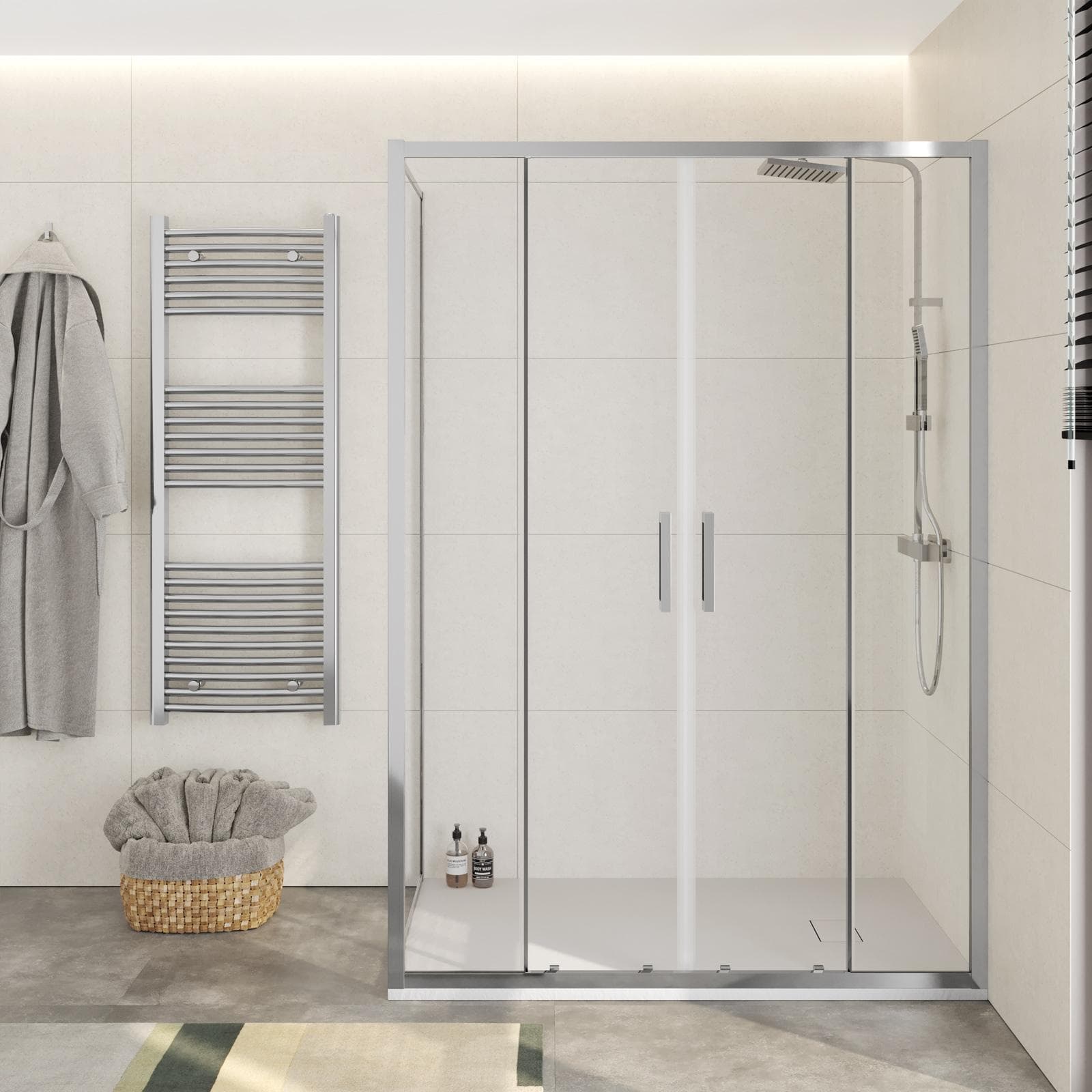 Box doccia 90x140 cm doppio scorrevole vetro trasparente anticalcare profilo cromo 195h - Moritz