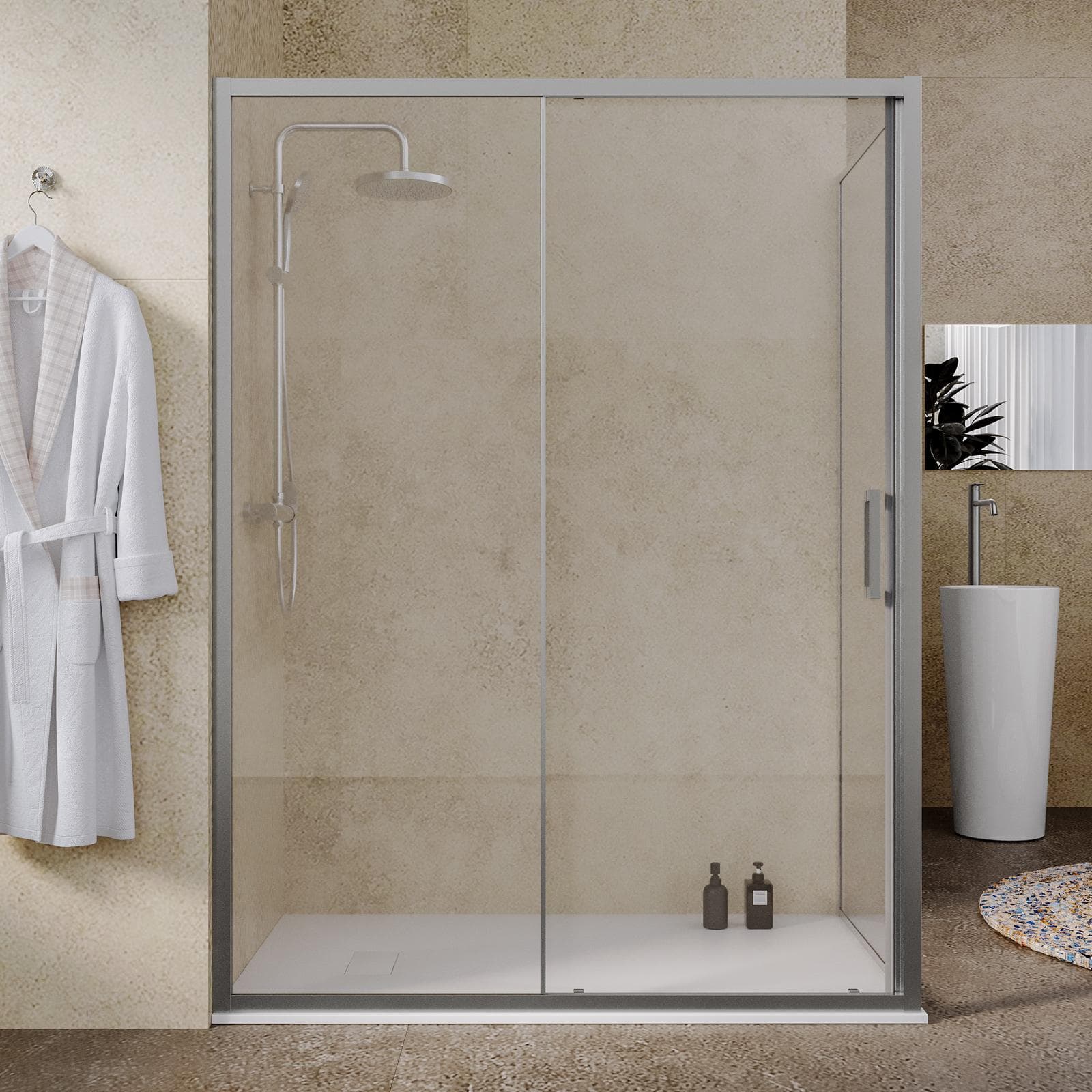 Box doccia 90x150 cm scorrevole vetro trasparente anticalcare profilo cromo 195h - Moritz
