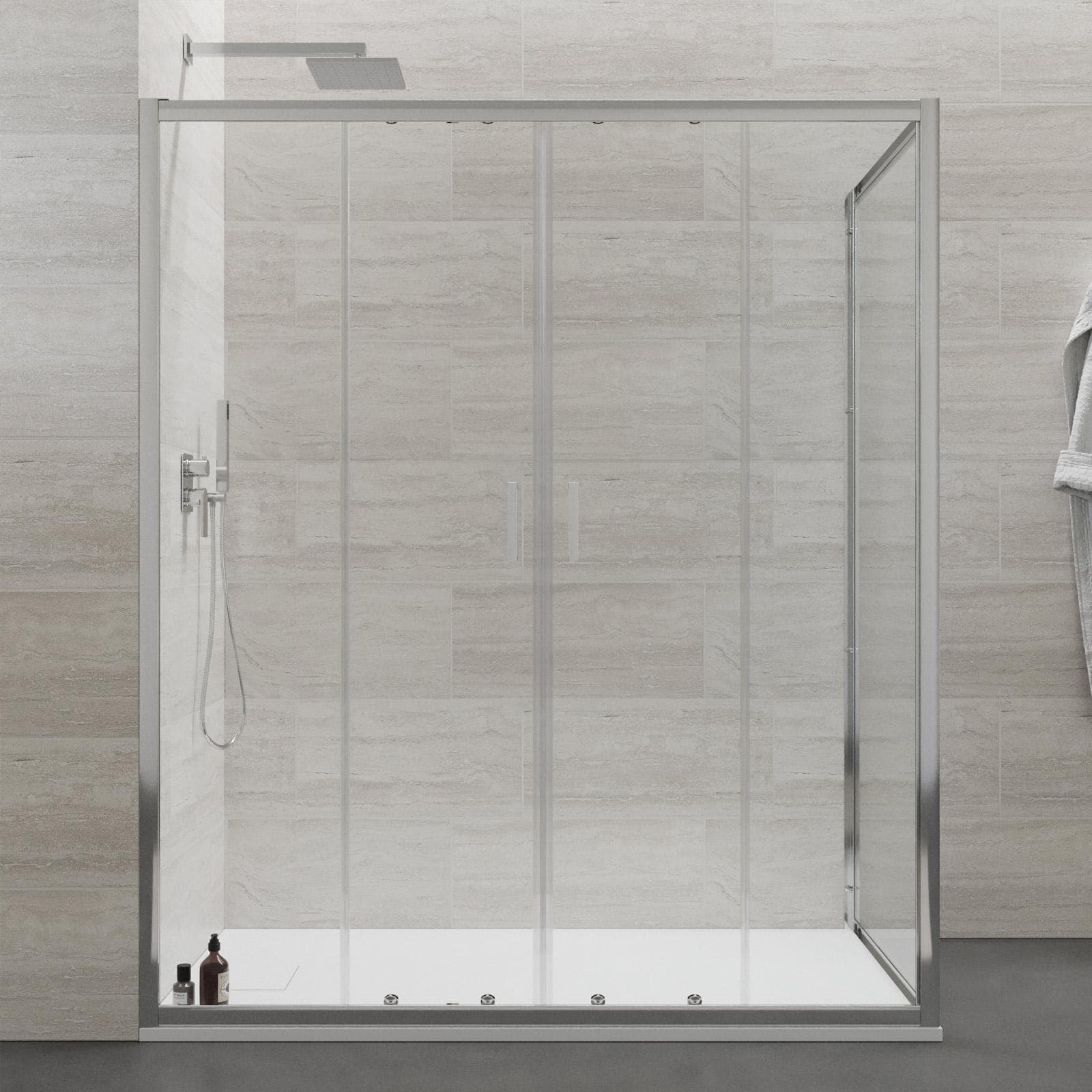 Box doccia 90x160 cm doppio scorrevole vetro temperato 6mm trasparente 185h - Young