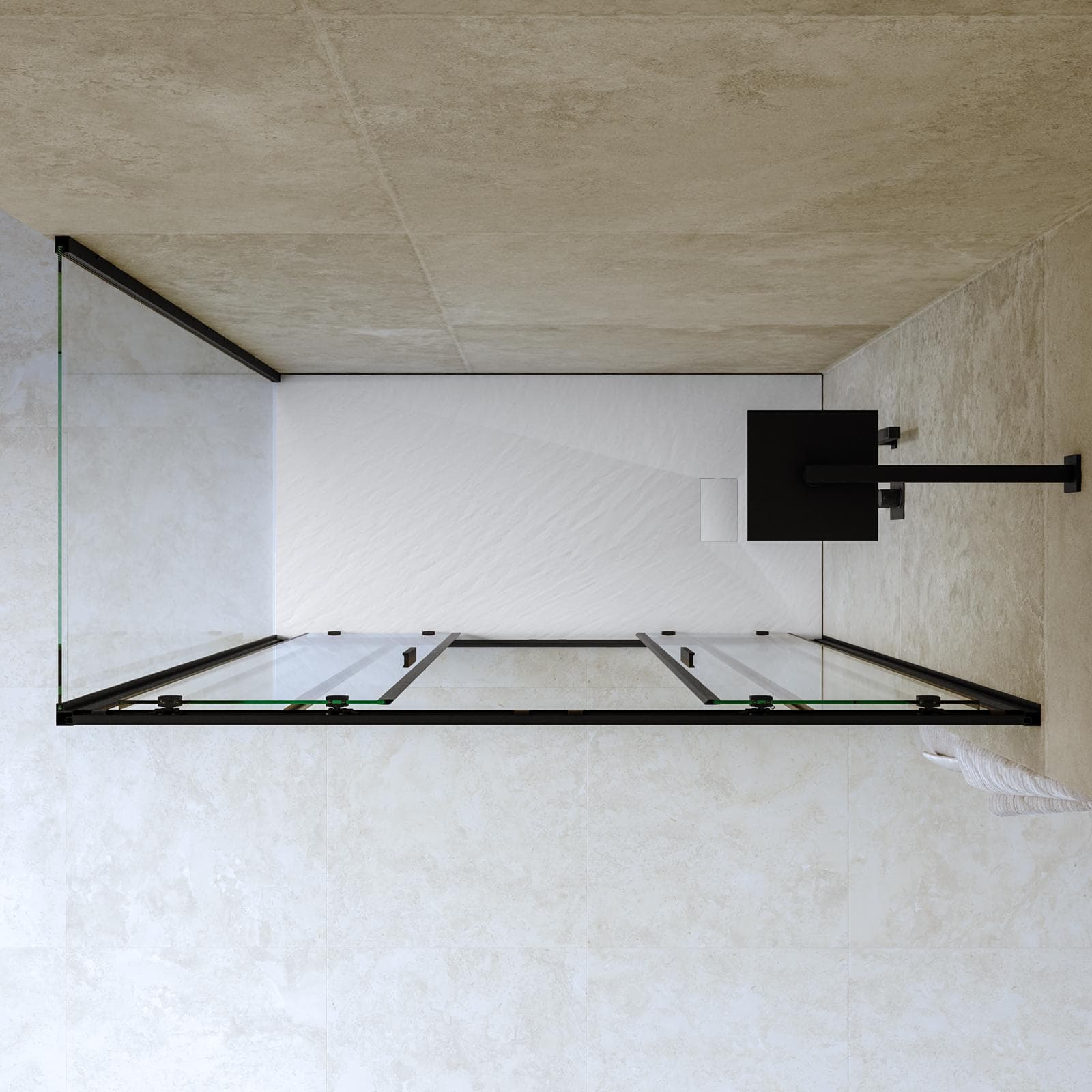 Box doccia 90x160 cm doppio scorrevole vetro trasparente e profilo nero opaco 195h - Glide