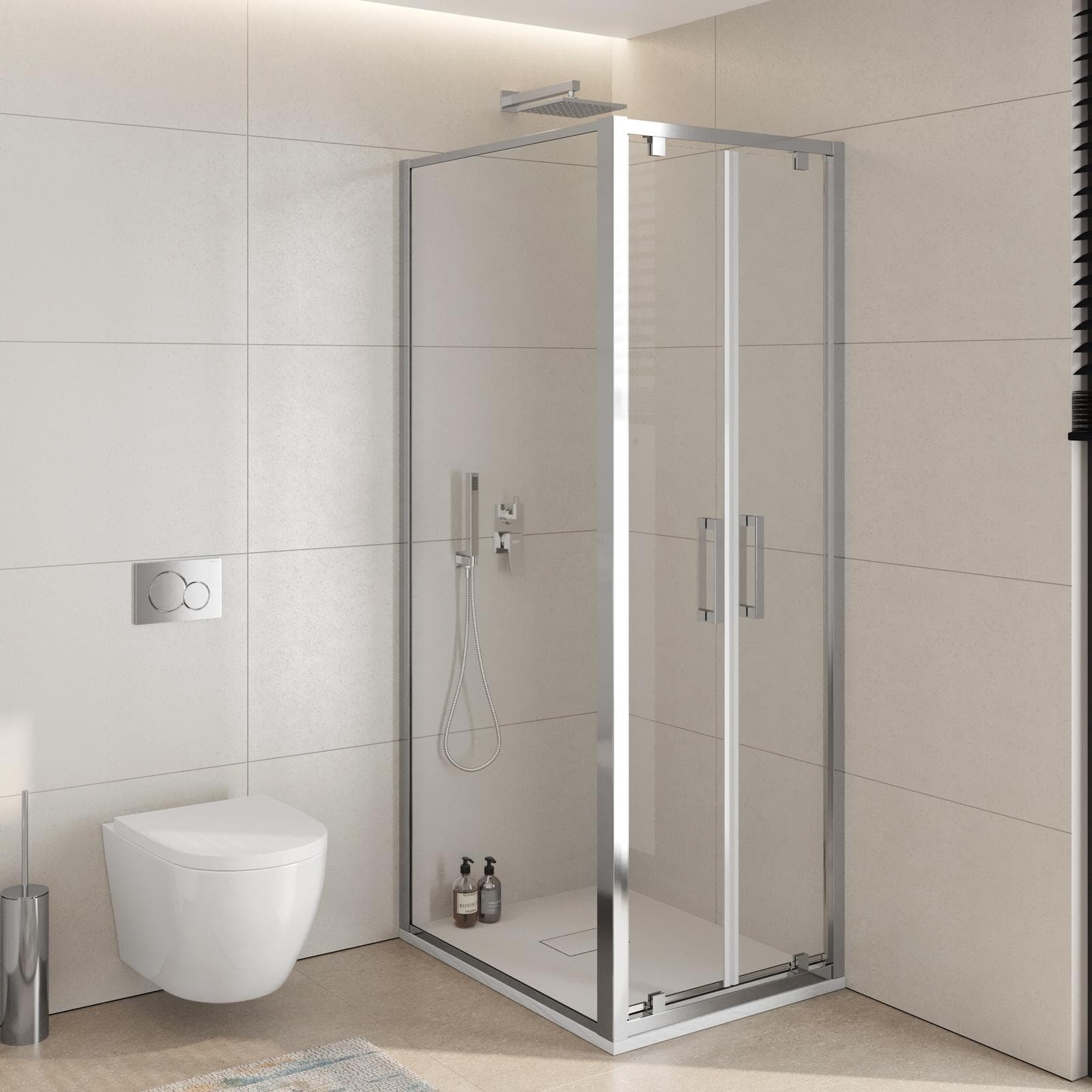 Box doccia 90x70 cm doppio battente vetro trasparente anticalcare profilo cromo 195h - Moritz