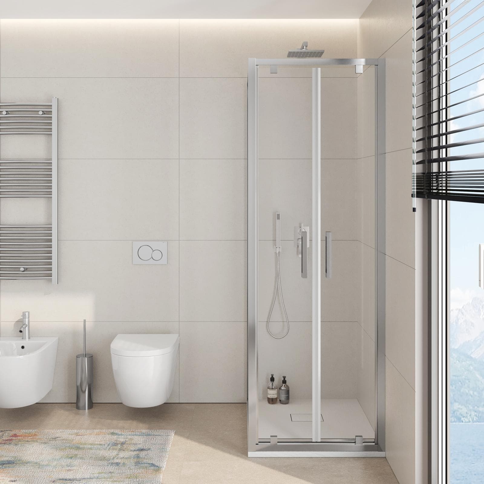 Box doccia 90x70 cm doppio battente vetro trasparente anticalcare profilo cromo 195h - Moritz