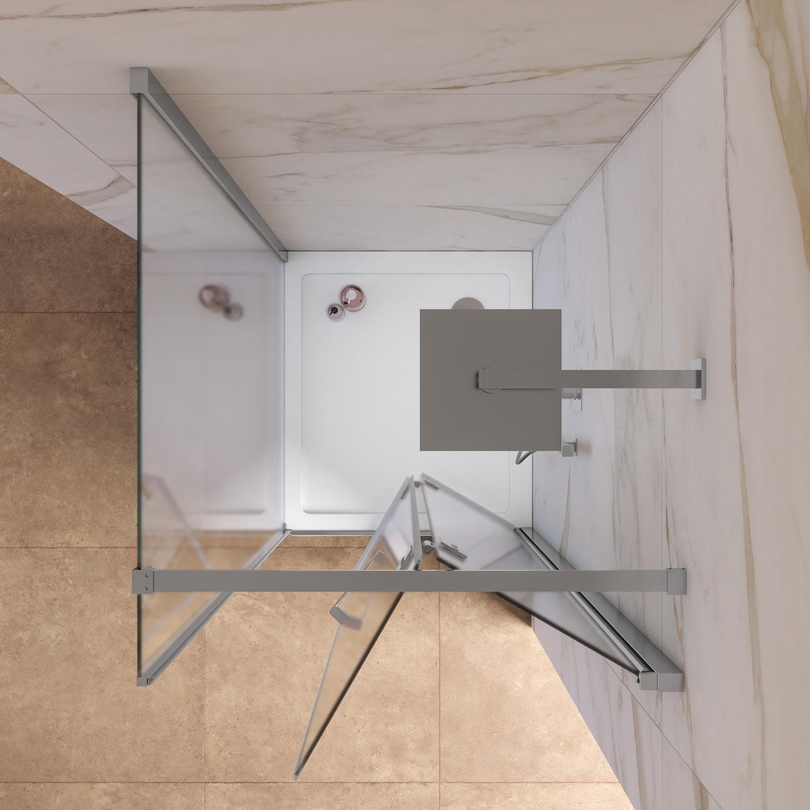 Box doccia 90x80 cm a soffietto in vetro anticalcare opaco e profilo cromo 195h - Flexy