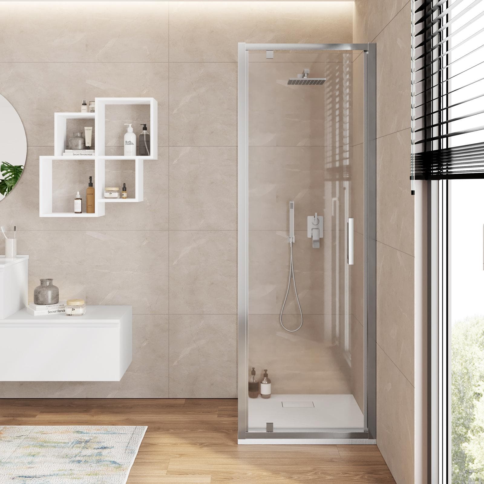 Box doccia 90x80 cm battente vetro trasparente anticalcare profilo cromo 195h - Moritz