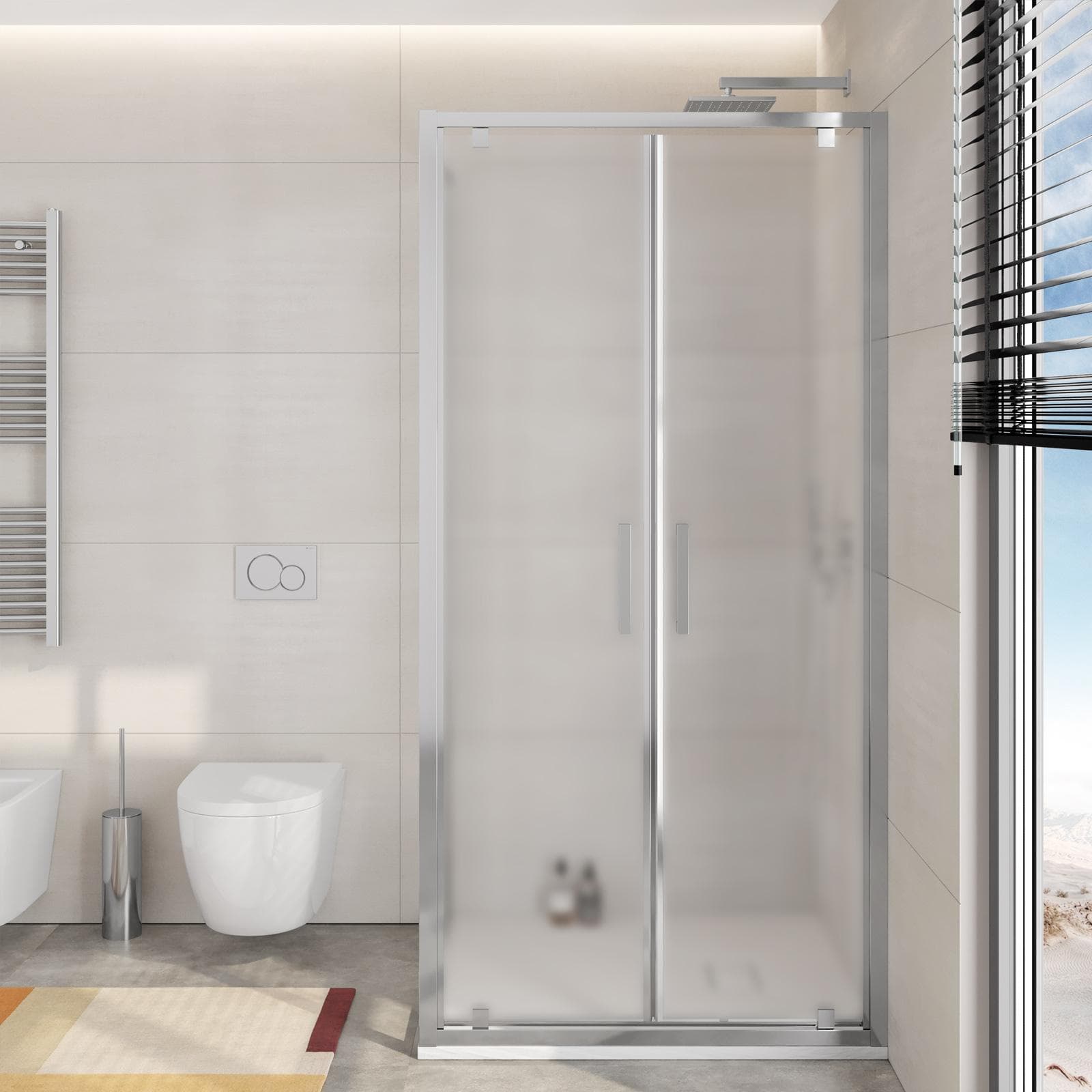 Box doccia 90x90 cm doppio battente vetro opaco profilo cromo 195h - Moritz