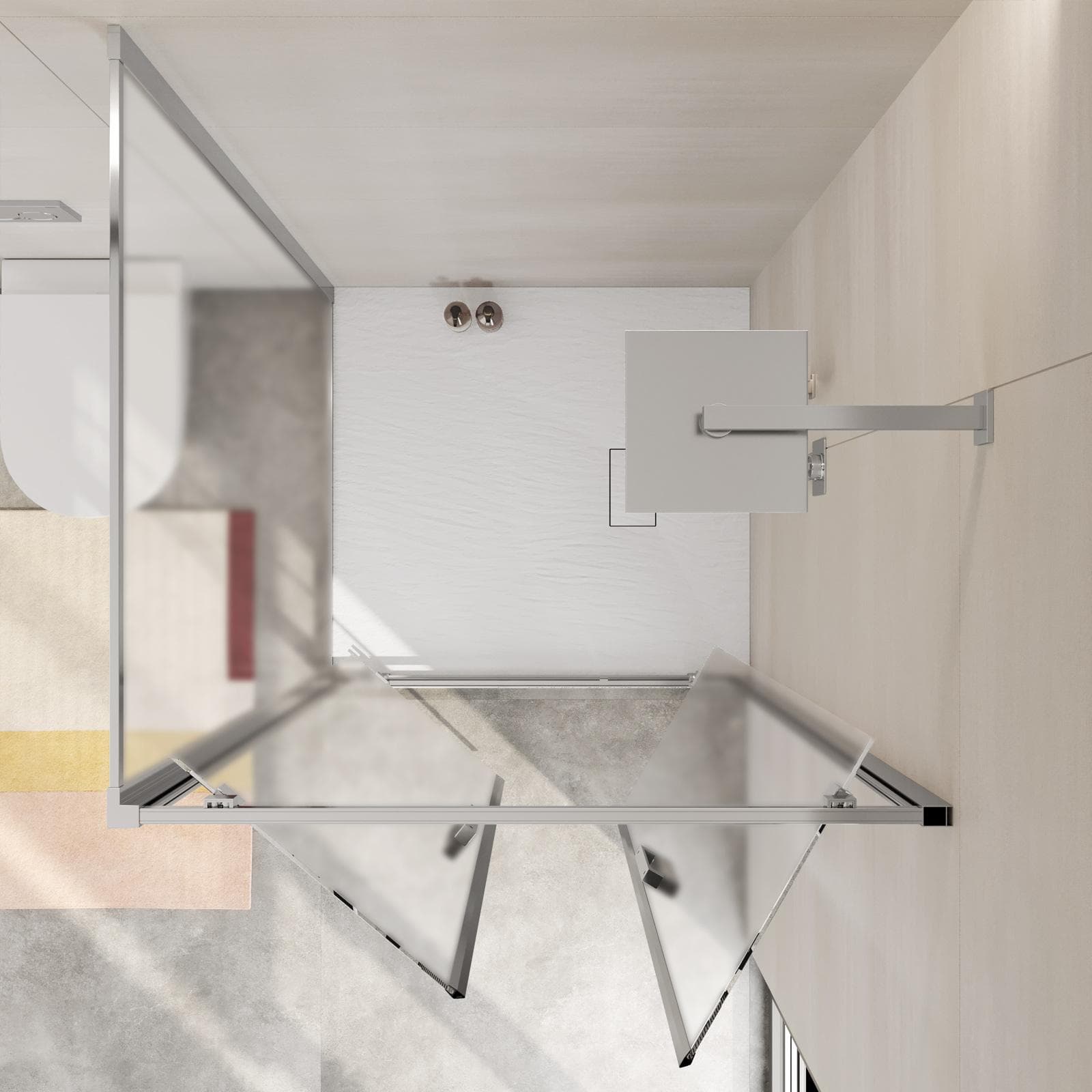 Box doccia 90x90 cm doppio battente vetro opaco profilo cromo 195h - Moritz