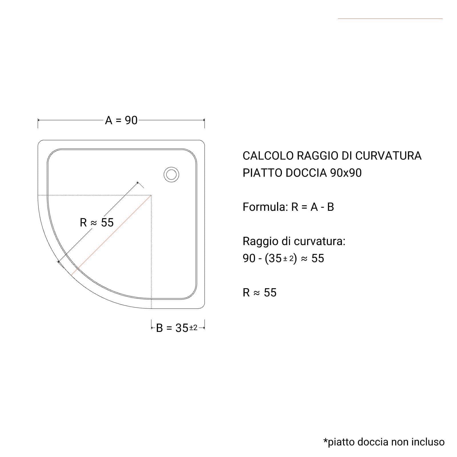 Box doccia 90x90 cm semicircolare vetro temperato 6mm stampato 185h - Young