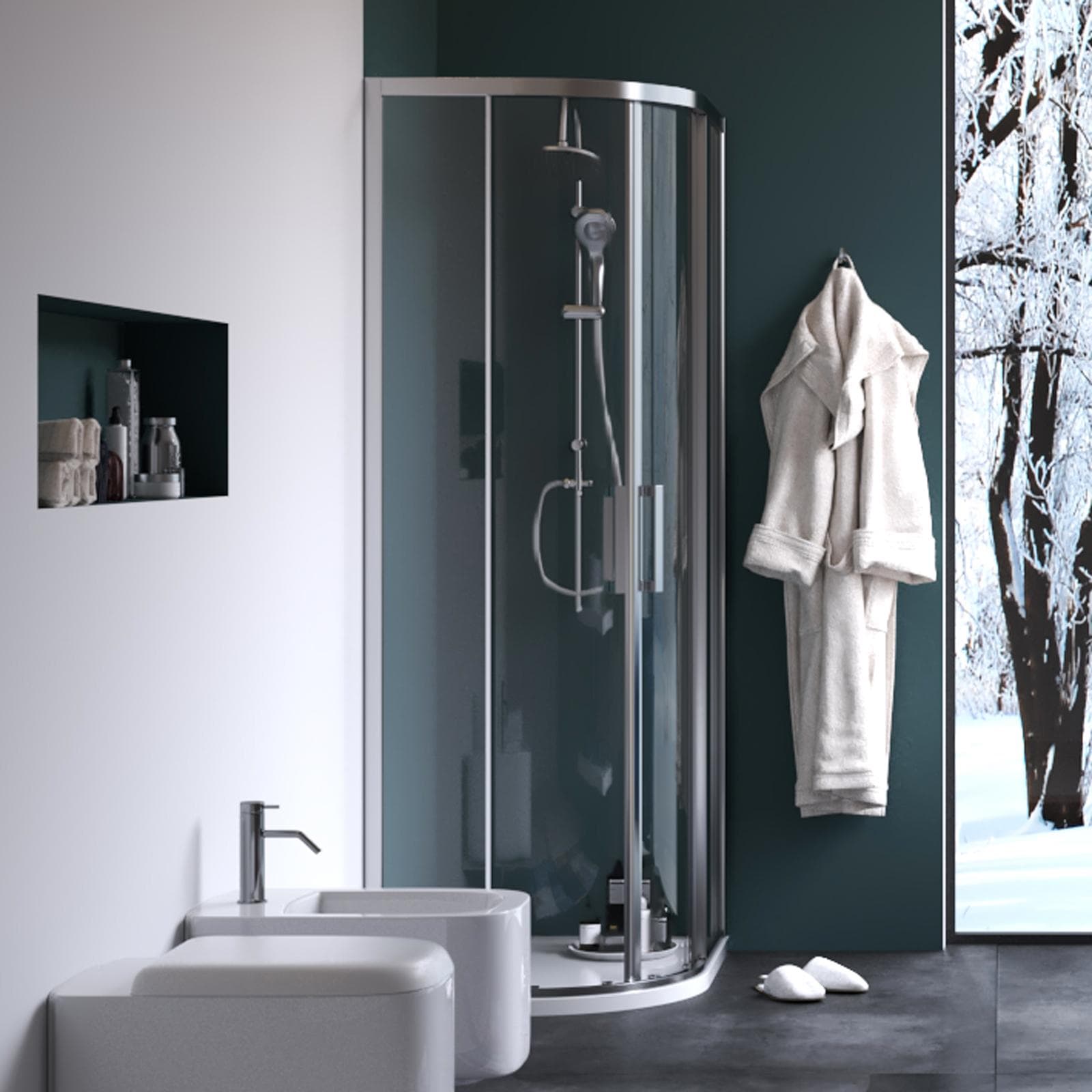 Box doccia 90x90 cm semicircolare scorrevole trasparente anticalcare profilo cromo 195h - Moritz