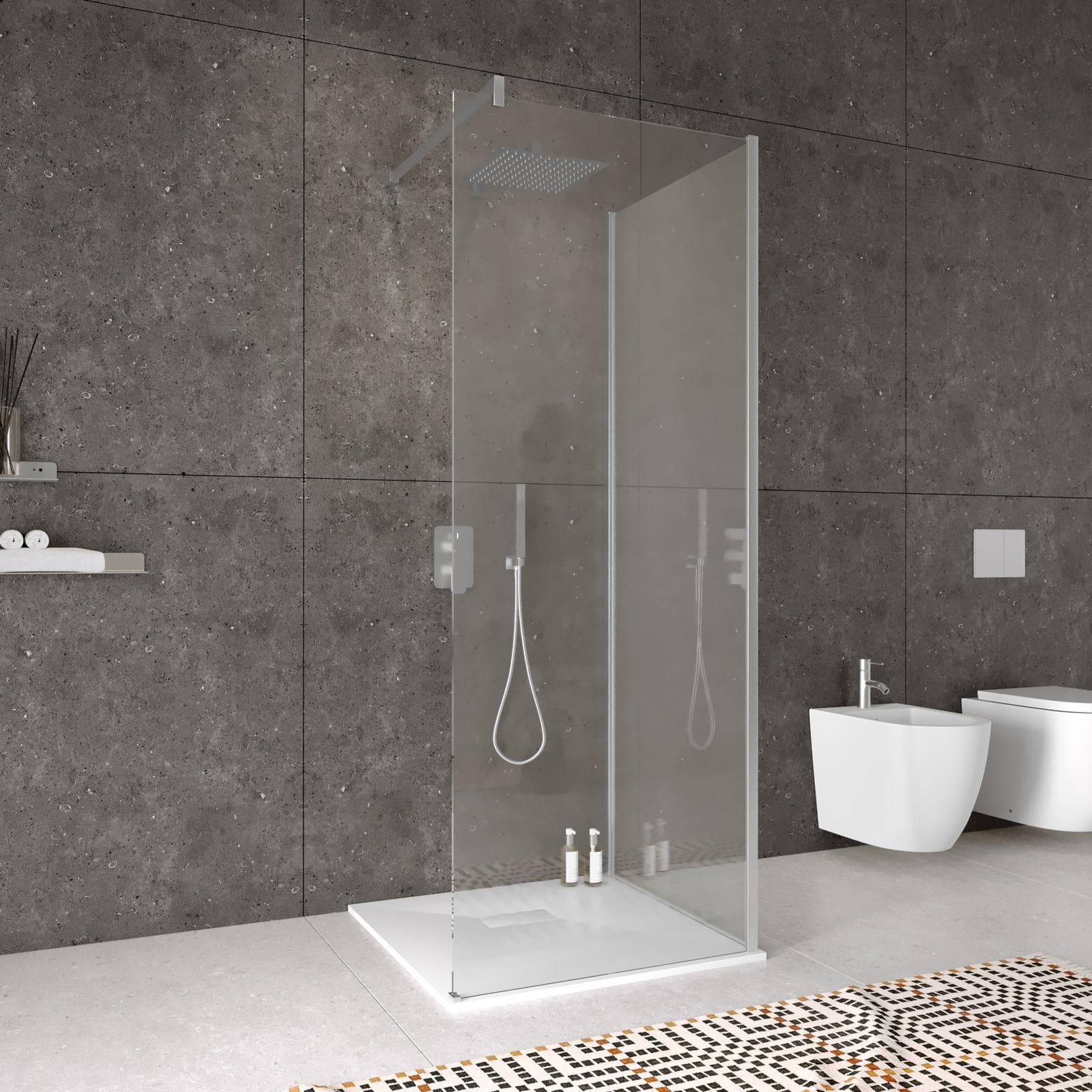 Box doccia walk-in 90x90 cm angolare con vetro trasparente e profilo cromo 200h - Keep