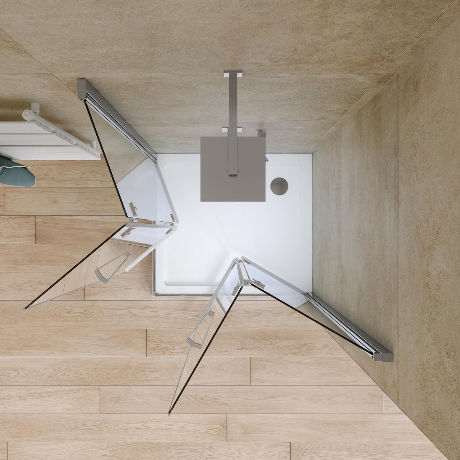 Box doccia 90x95 cm doppio soffietto in vetro anticalcare trasparente profilo cromo 195h - Flexy