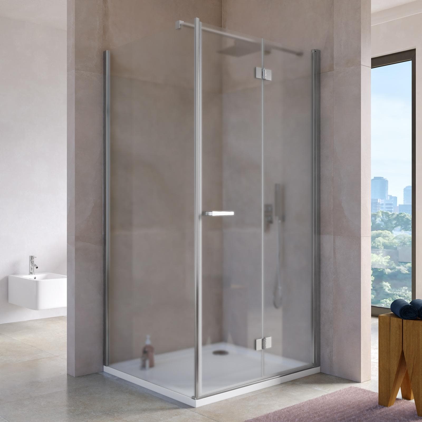 Box doccia 95x100 cm a soffietto vetro anticalcare opaco profilo cromo 195h - Flexy