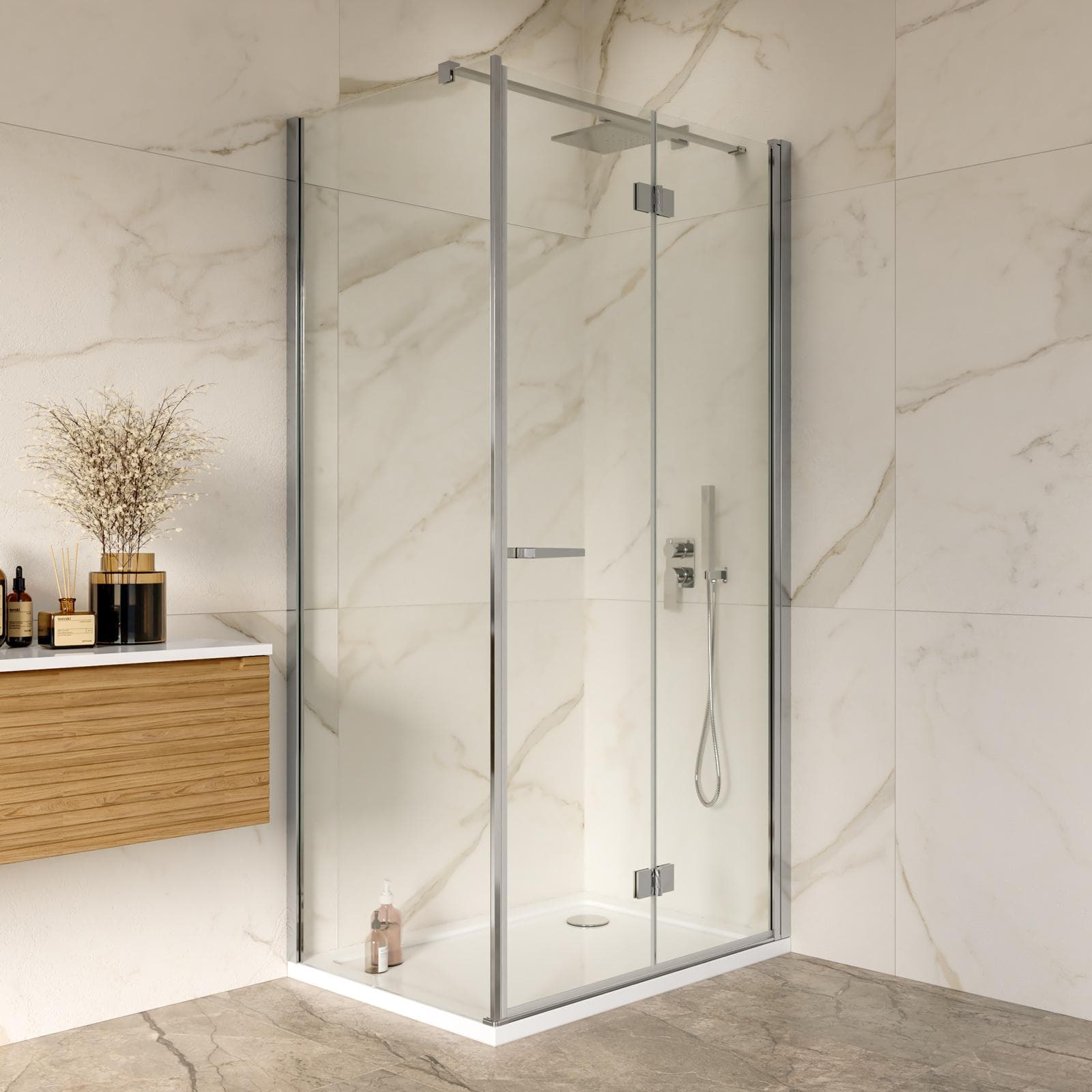 Box doccia 75x105 cm a soffietto vetro anticalcare trasparente profilo cromo 195h - Flexy