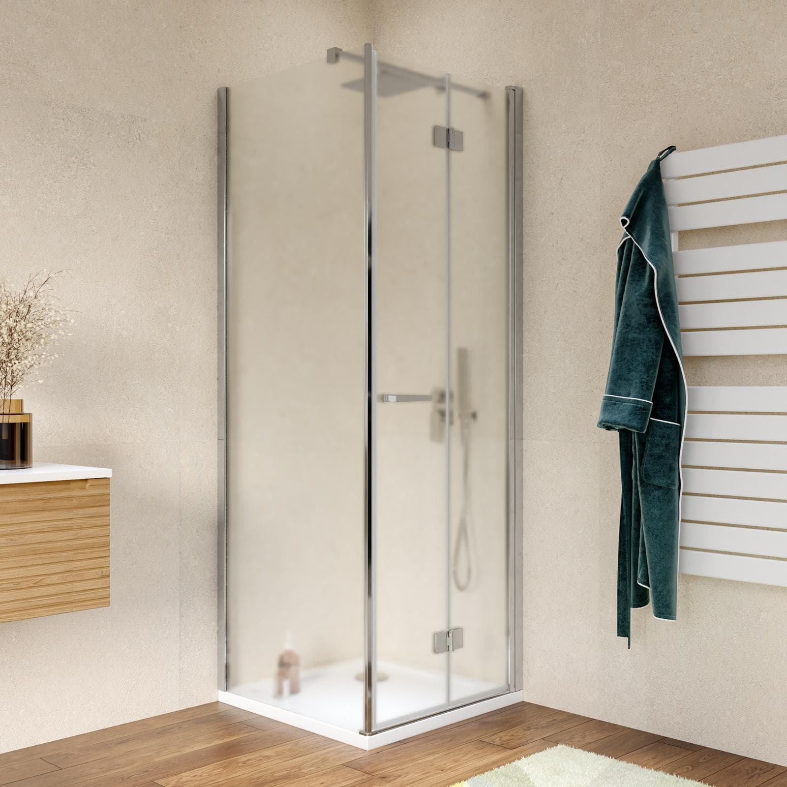 Box doccia 70x70 cm a soffietto vetro anticalcare opaco profilo cromo 195h - Flexy