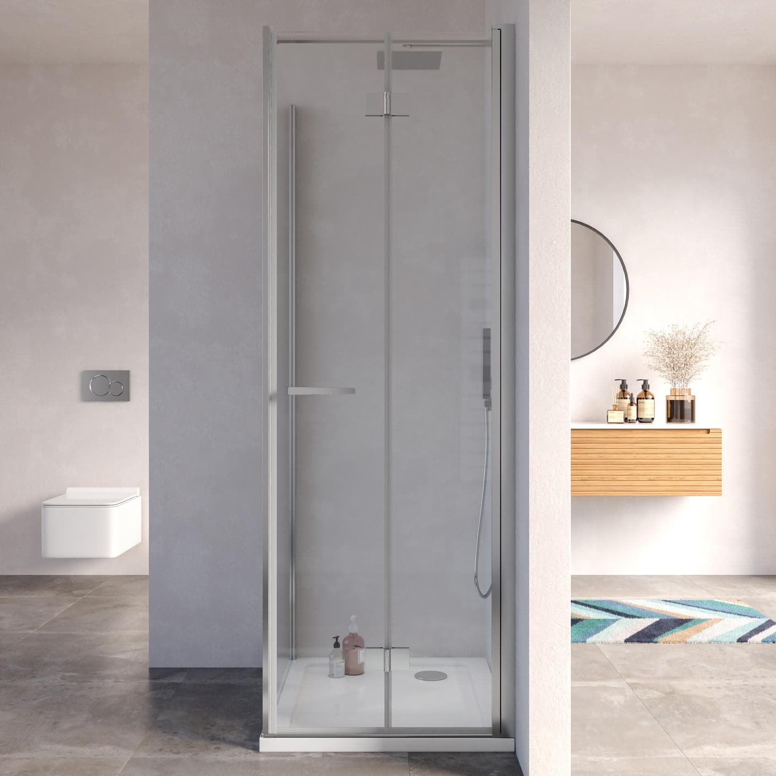 Box doccia 90x70 cm a soffietto in vetro anticalcare trasparente profilo cromo 195h - Flexy