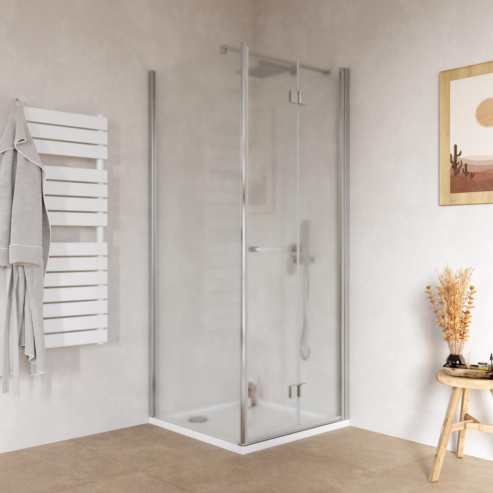 Box doccia 80x80 cm a soffietto vetro anticalcare opaco profilo cromo 195h - Flexy