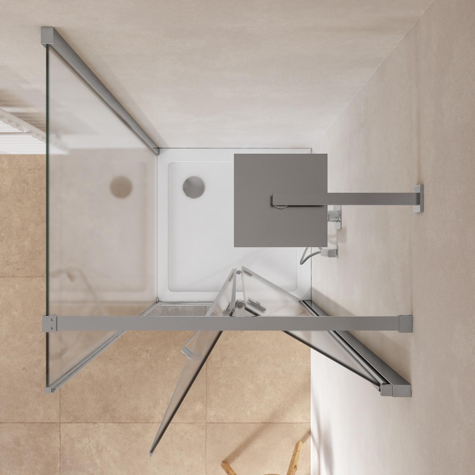 Box doccia 80x80 cm a soffietto vetro anticalcare opaco profilo cromo 195h - Flexy