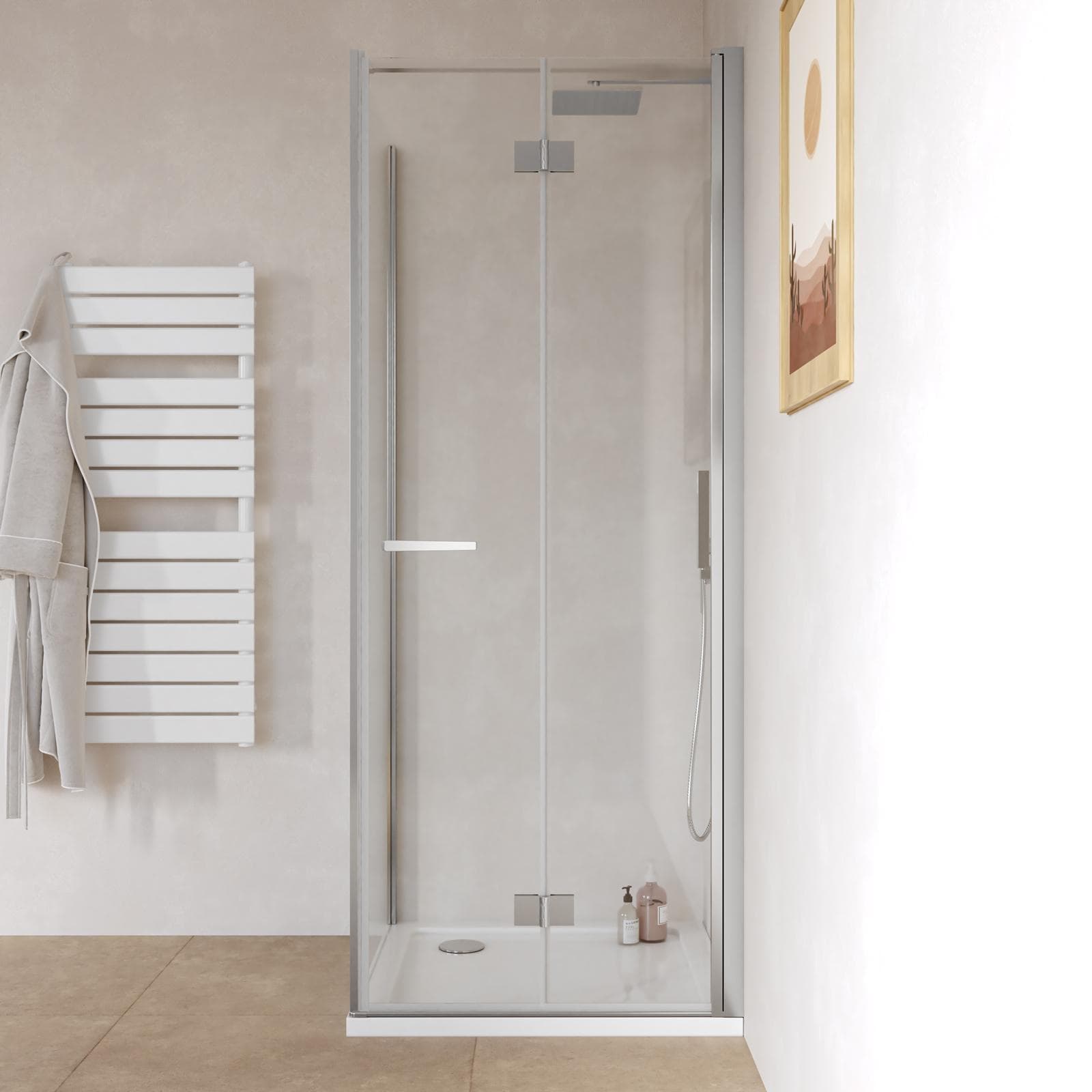 Box doccia 80x80 cm a soffietto vetro anticalcare trasparente profilo cromo 195h - Flexy