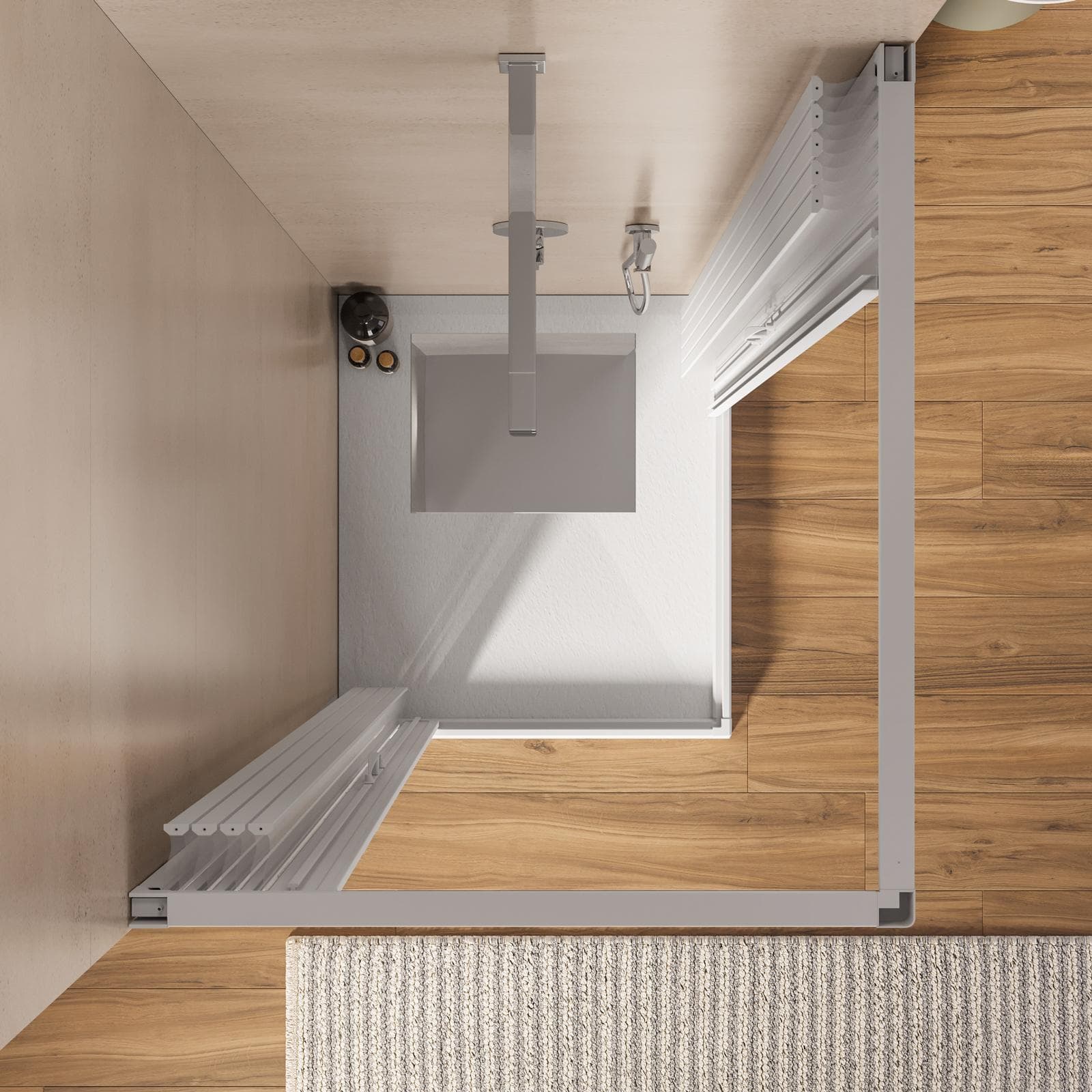 Box doccia a soffietto rettangolare in acrilico 80x100 cm riducibile a 70x90 cm