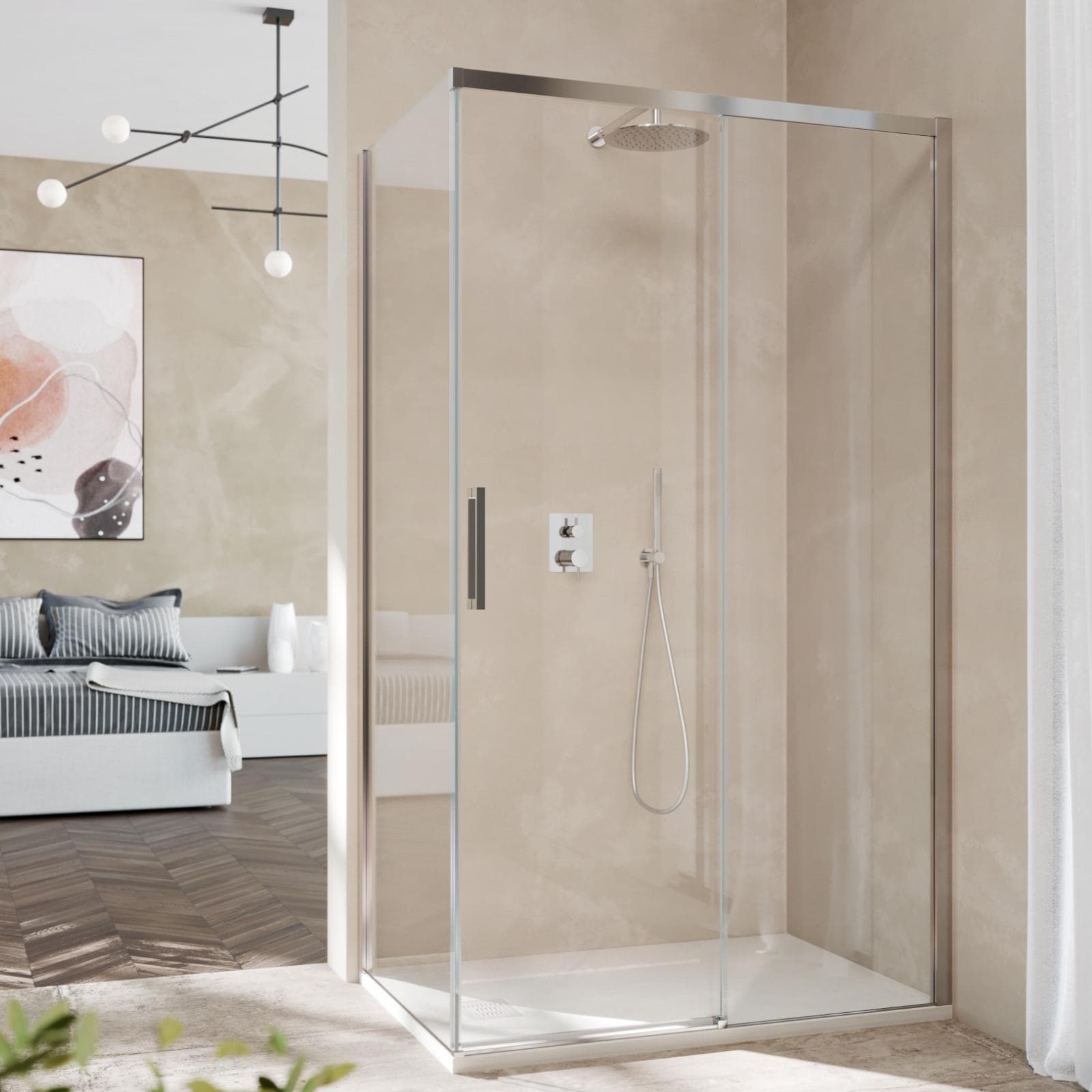 Box doccia angolare 120x90 cm scorrevole dx cristallo anticalcare 8 mm 200h cromo - Abelia