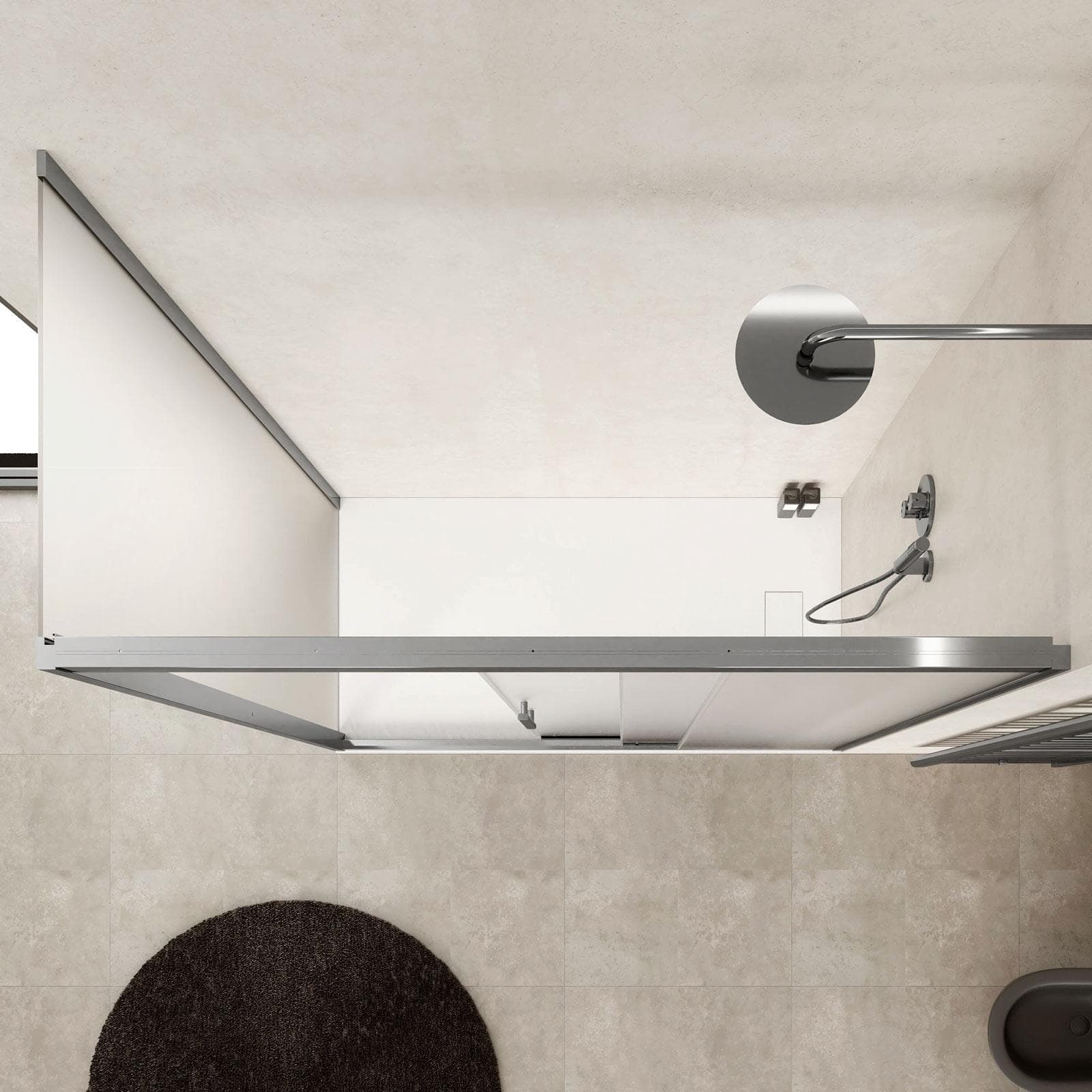 Box doccia 140x80 cm scorrevole verso dx 3 ante anticalcare opaco e profilo cromo 195h - Teknic