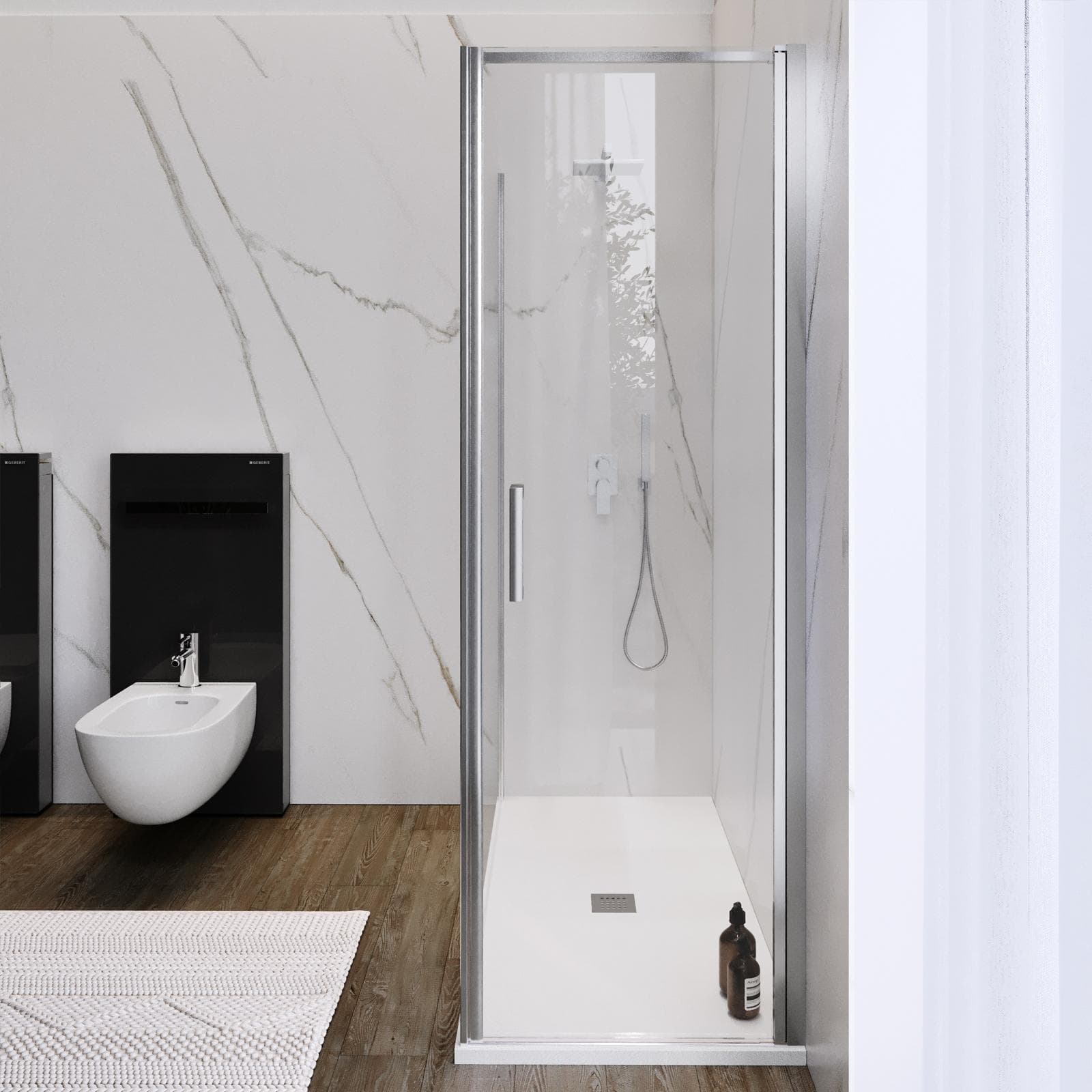 Box doccia 150X70 cm battente con vetro anticalcare trasparente e profilo cromo 200h - Artego