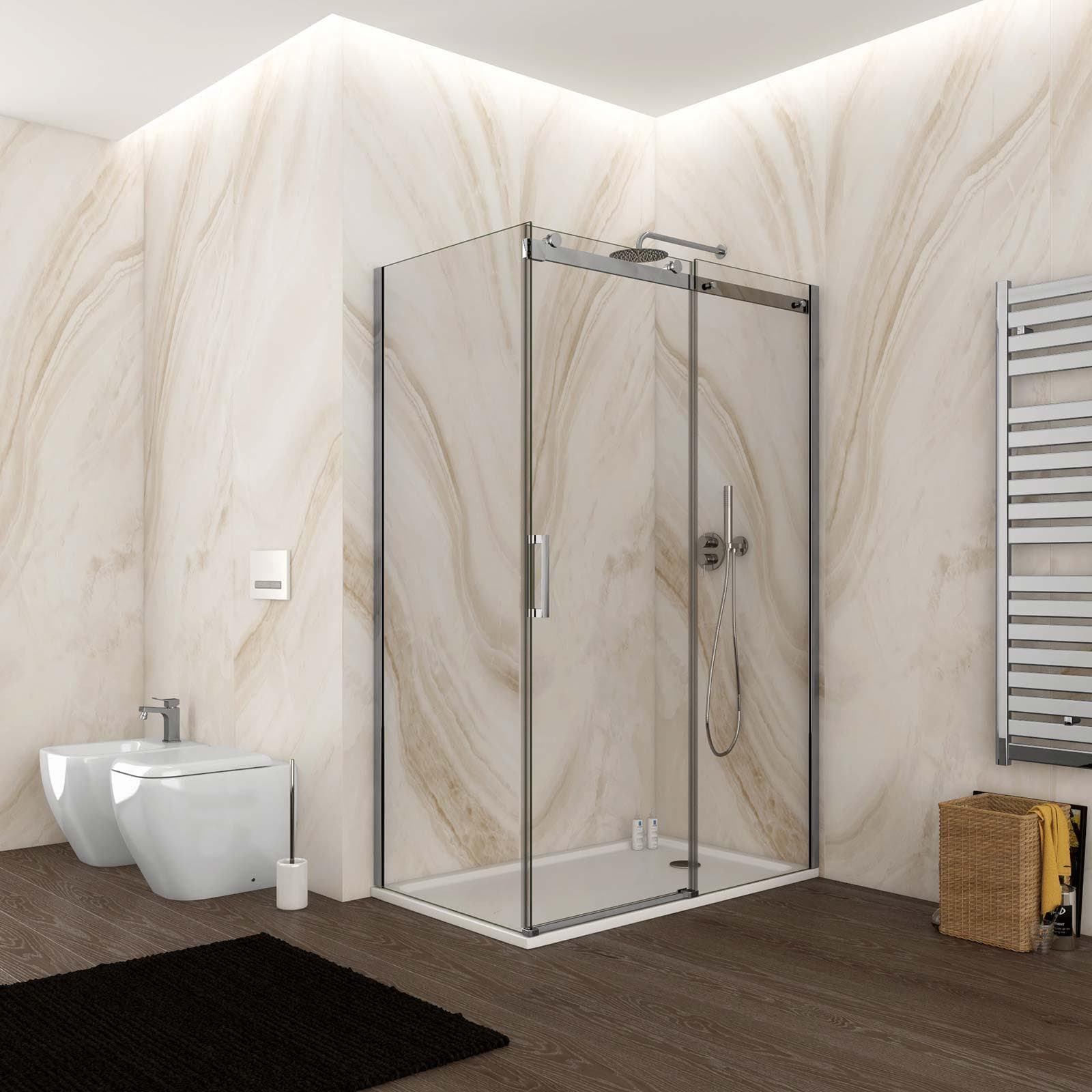 Box doccia 70x140 cm scorrevole vetro anticalcare trasparente profilo cromo 195h - Rail