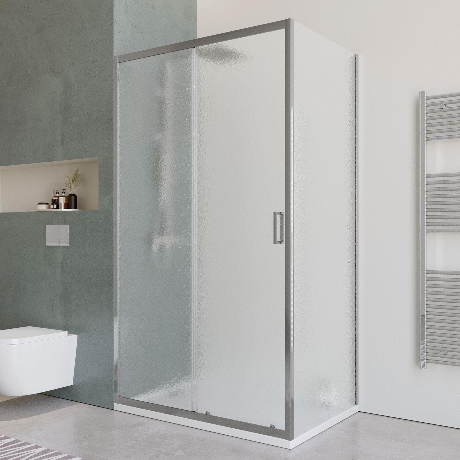 Box doccia 80x115 cm scorrevole con vetro stampato e profilo cromo 200h - Skin