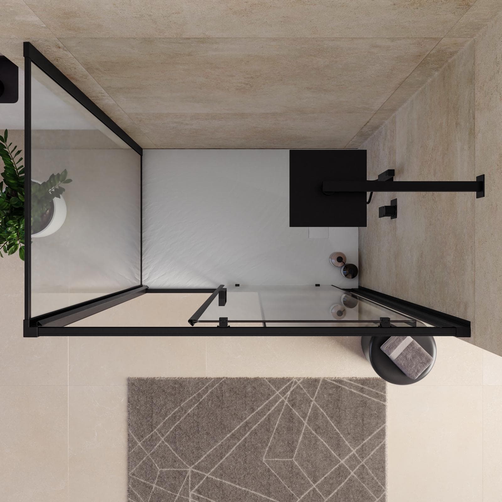 Box doccia angolare 80x120 cm scorrevole anticalcare 200h cm profilo nero - Naomi