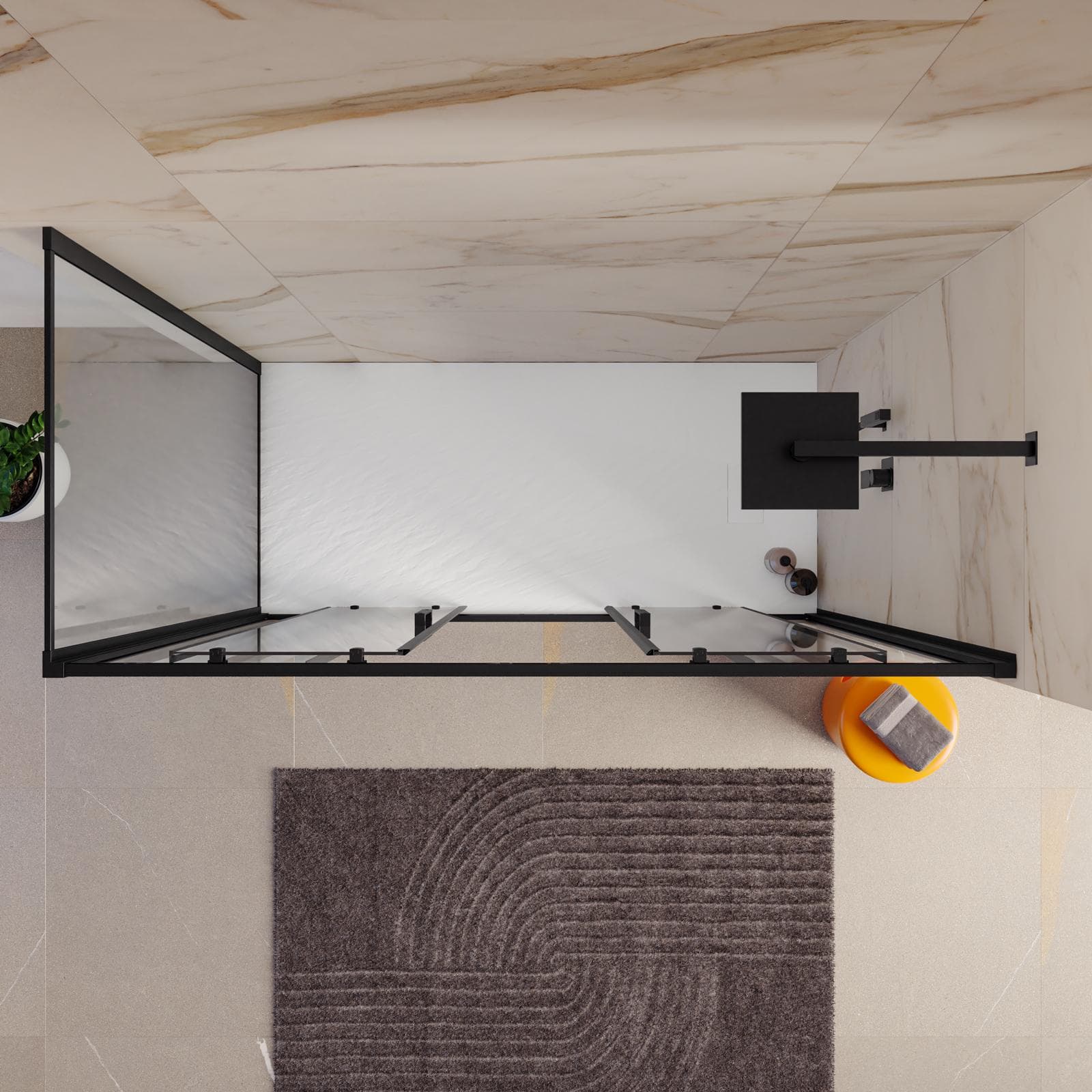 Box doccia angolare 80x180 cm scorrevole 4 ante anticalcare 200h nero - Naomi
