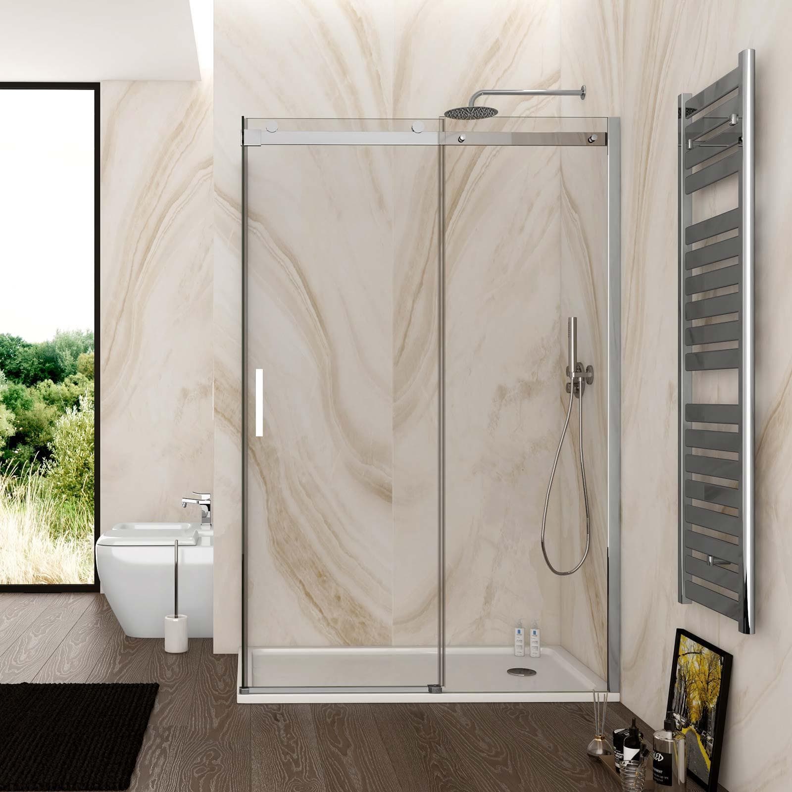 Box doccia 90x120 cm scorrevole vetro anticalcare trasparente profilo cromo 195h - Rail