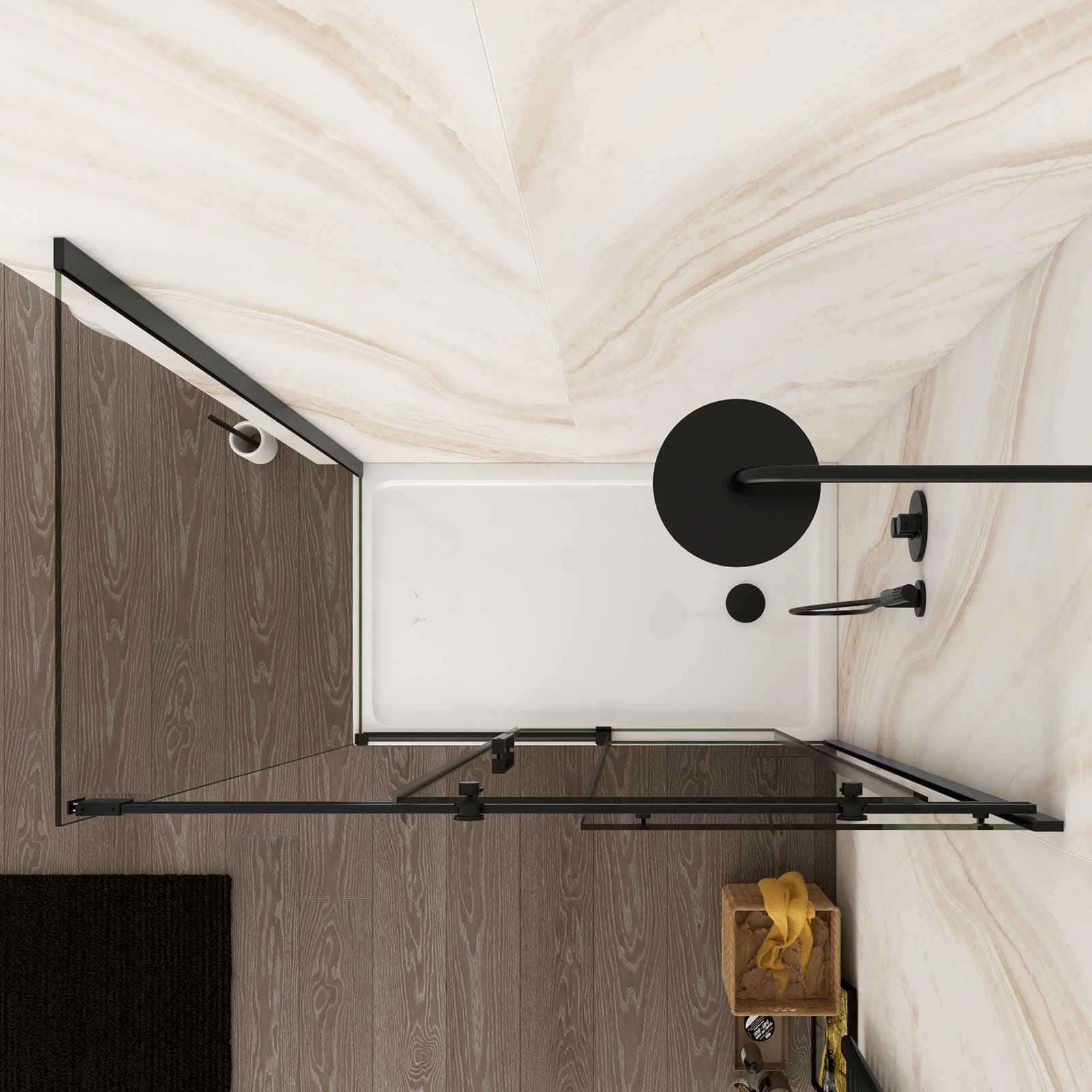 Box doccia 90x140 cm scorrevole vetro anticalcare trasparente profilo nero opaco 195h - Rail