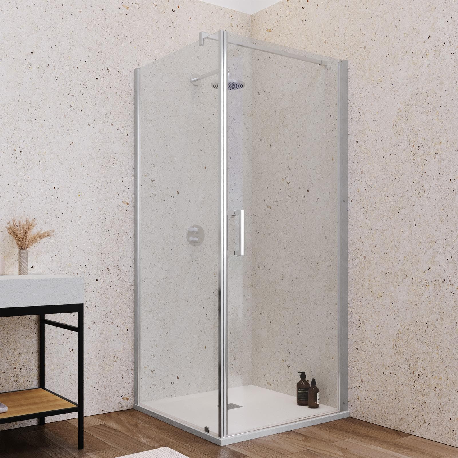 Box doccia 90X90 cm battente con vetro anticalcare trasparente e profilo cromo 200h - Artego