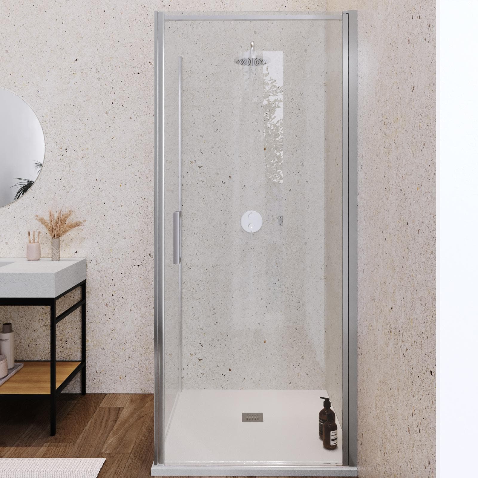 Box doccia 90X90 cm battente con vetro anticalcare trasparente e profilo cromo 200h - Artego