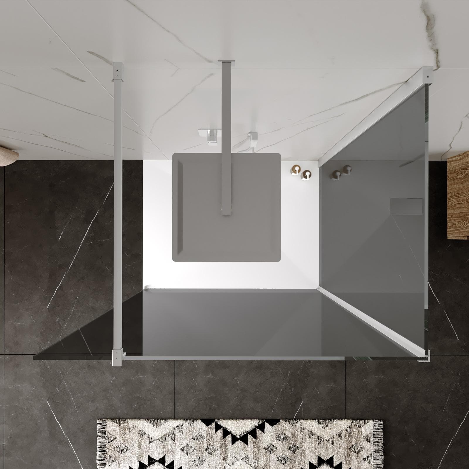Box doccia walk-in 80x100 cm angolare con vetro fumè e profilo cromo 200h - Keep