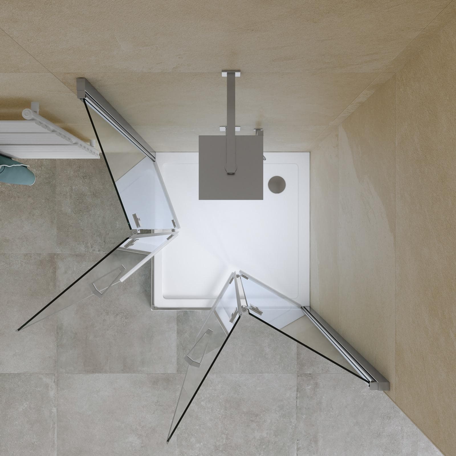 Box doccia 105x105 cm doppio soffietto vetro anticalcare trasparente profilo cromo 195h - Flexy