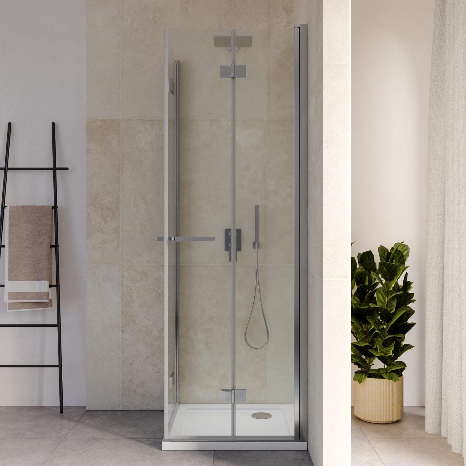 Box doccia 70x70 cm doppio soffietto vetro anticalcare trasparente profilo cromo 195h - Flexy