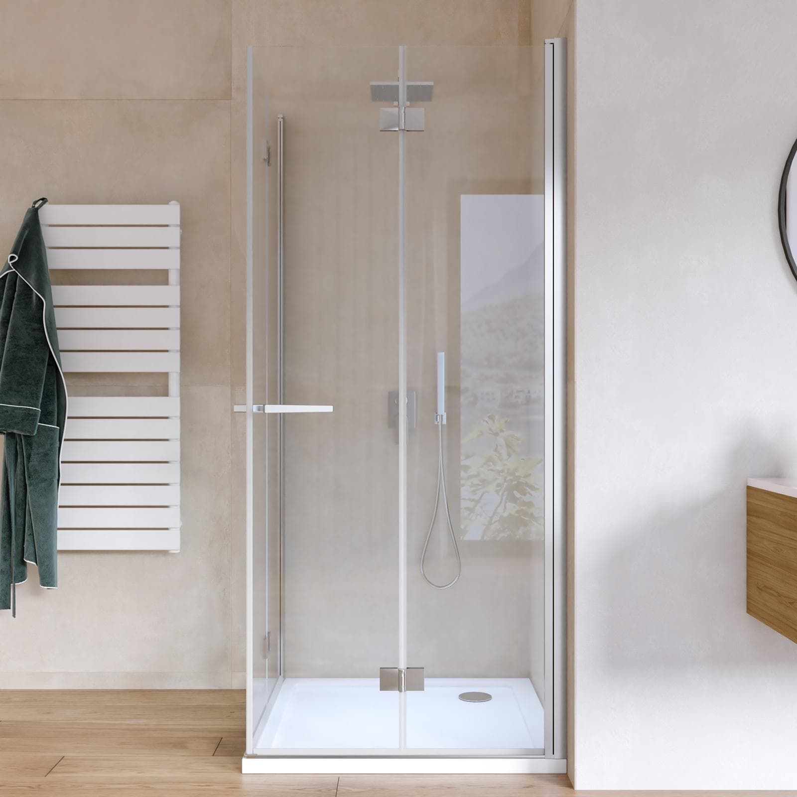 Box doccia 90x90 cm doppio soffietto in vetro anticalcare trasparente profilo cromo 195h - Flexy