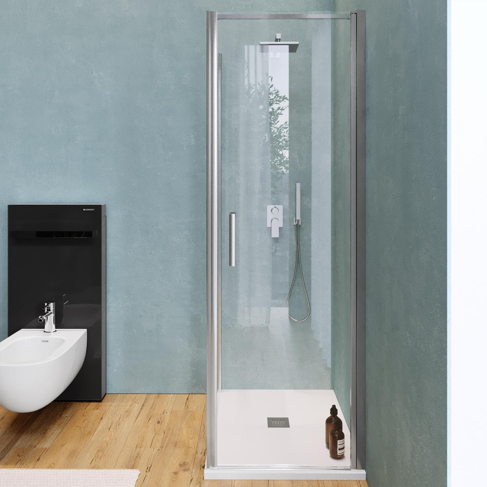 Box doccia 100X70 cm battente con vetro anticalcare trasparente e profilo cromo 200h - Artego