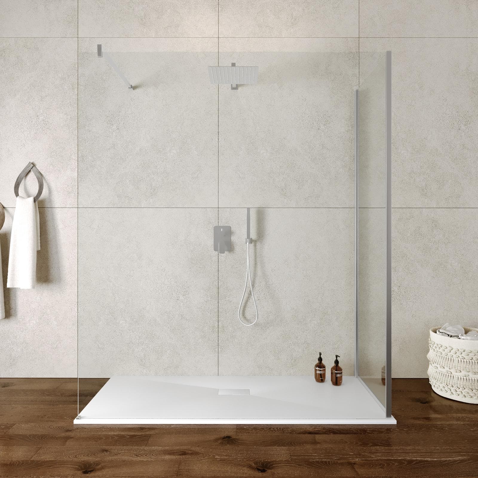Box doccia walk-in 70x170 cm angolare con vetro trasparente e profilo cromo 200h - Keep
